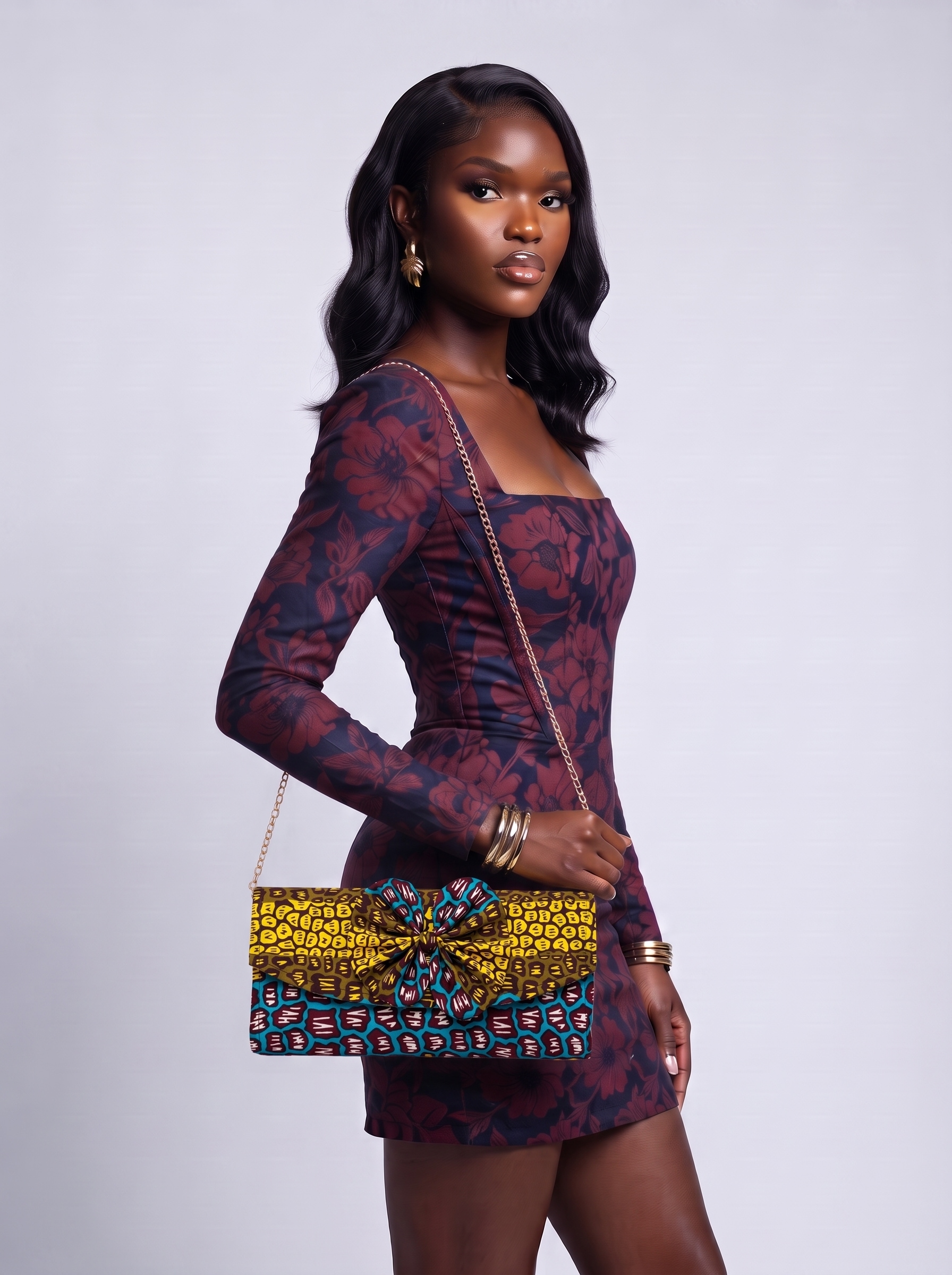Chain Strap Shoulder Bag – African Print Clutch | Naki alternate view
