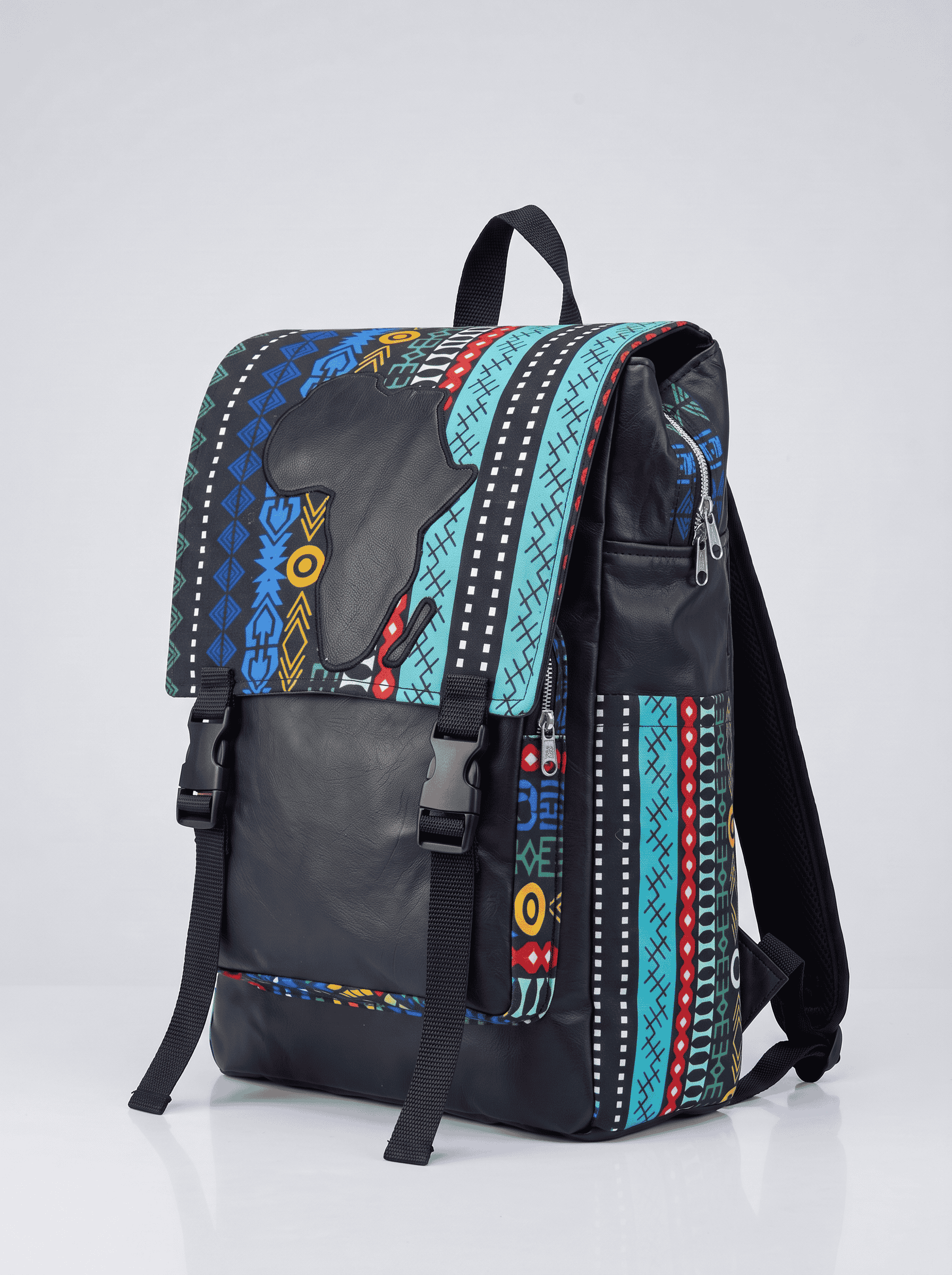 Afrocentric Backpack – Ankara Flap Design | Business Ready