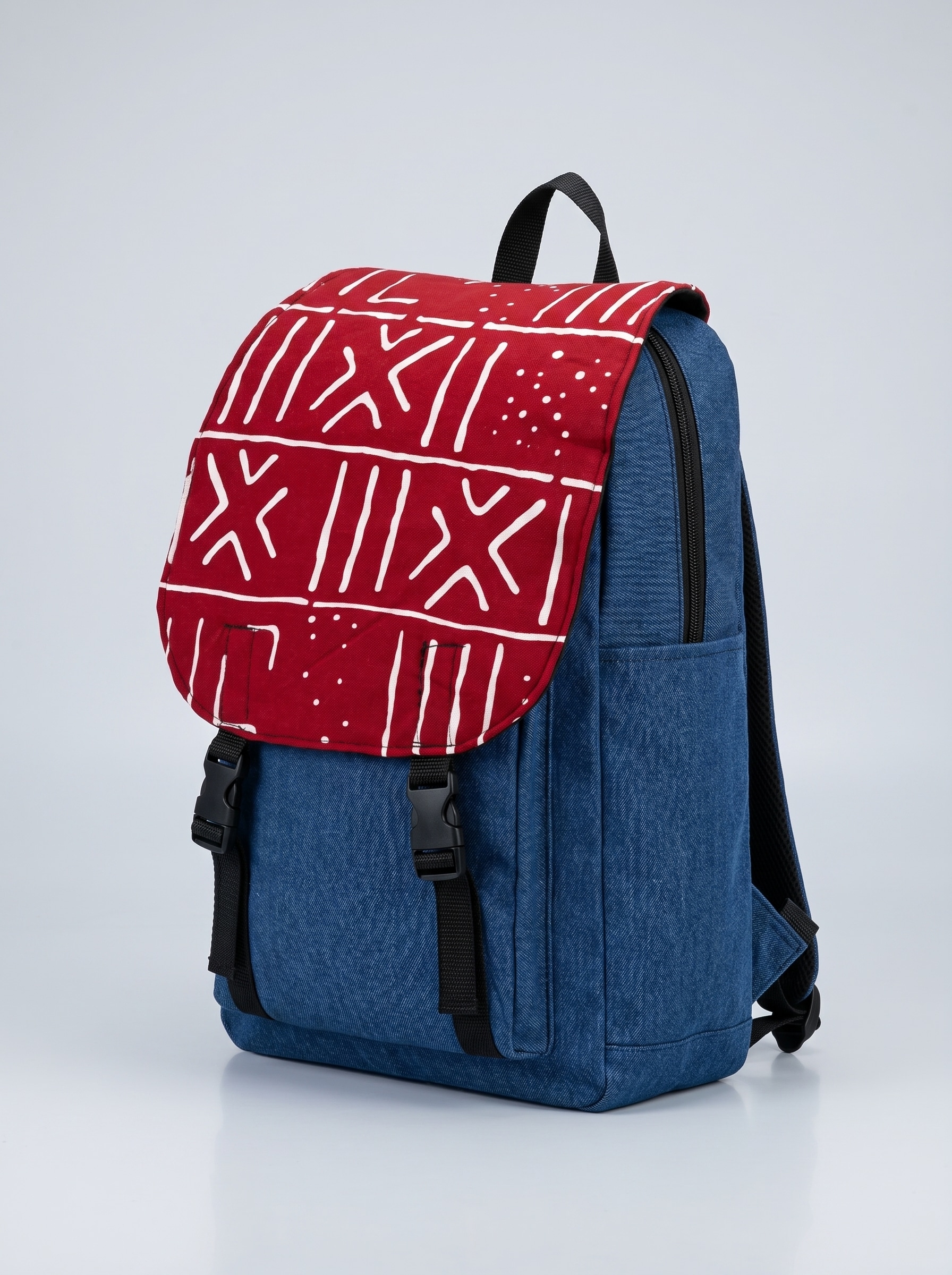 Denim Backpack – African Print | Woodin