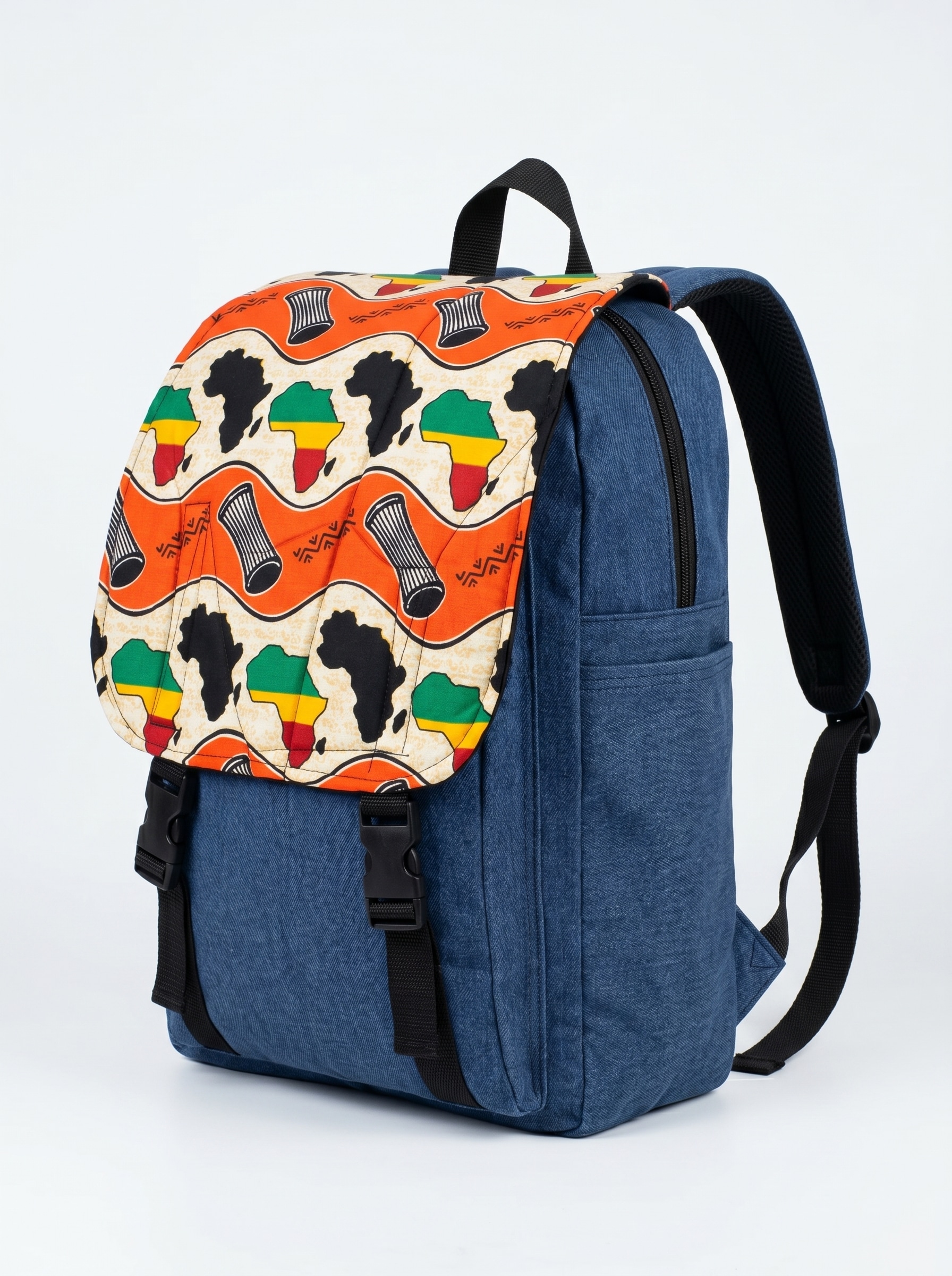 Denim Backpack – African Prin | Vlisco
