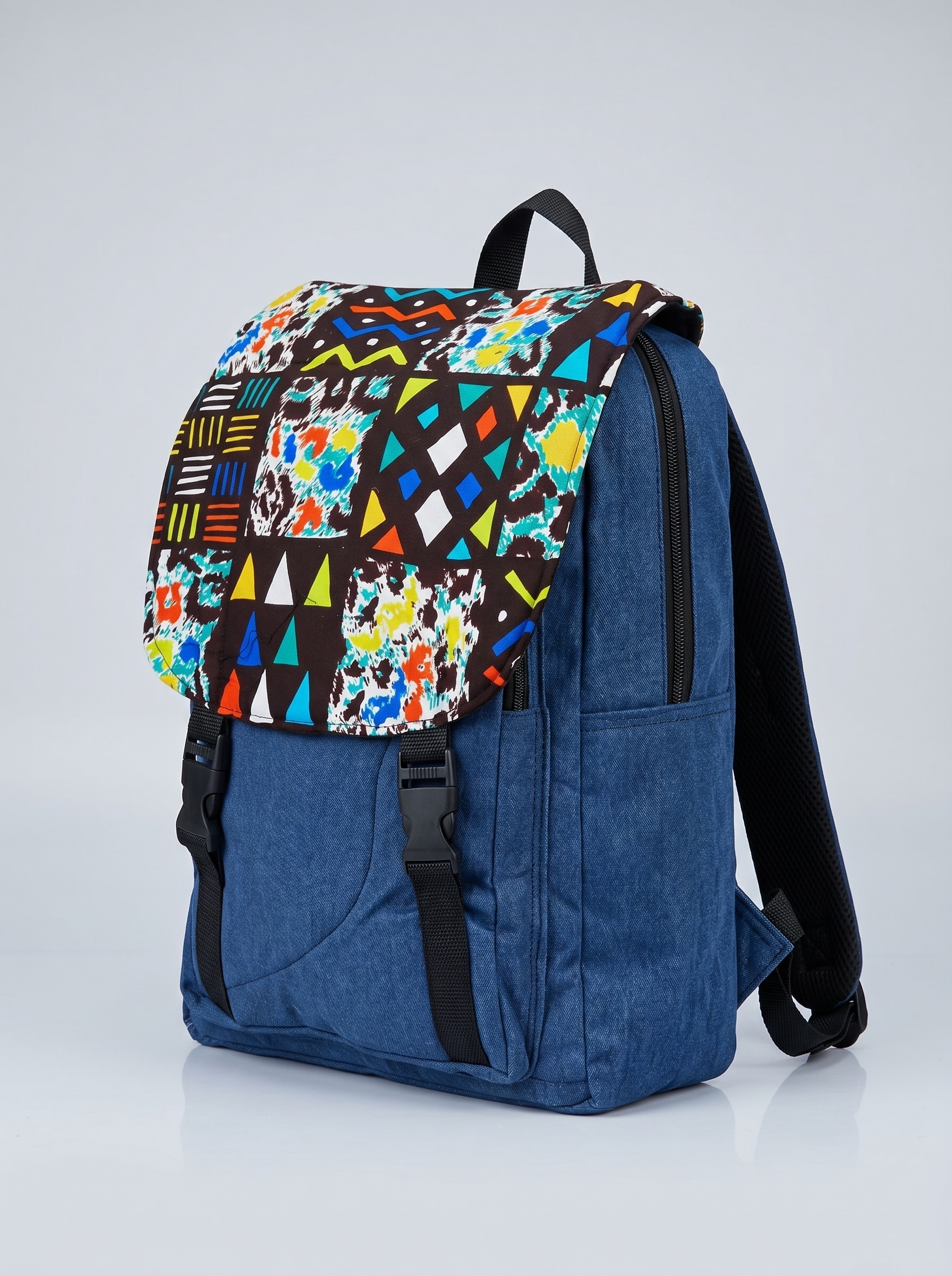 Denim Backpack – African Print | Zulu