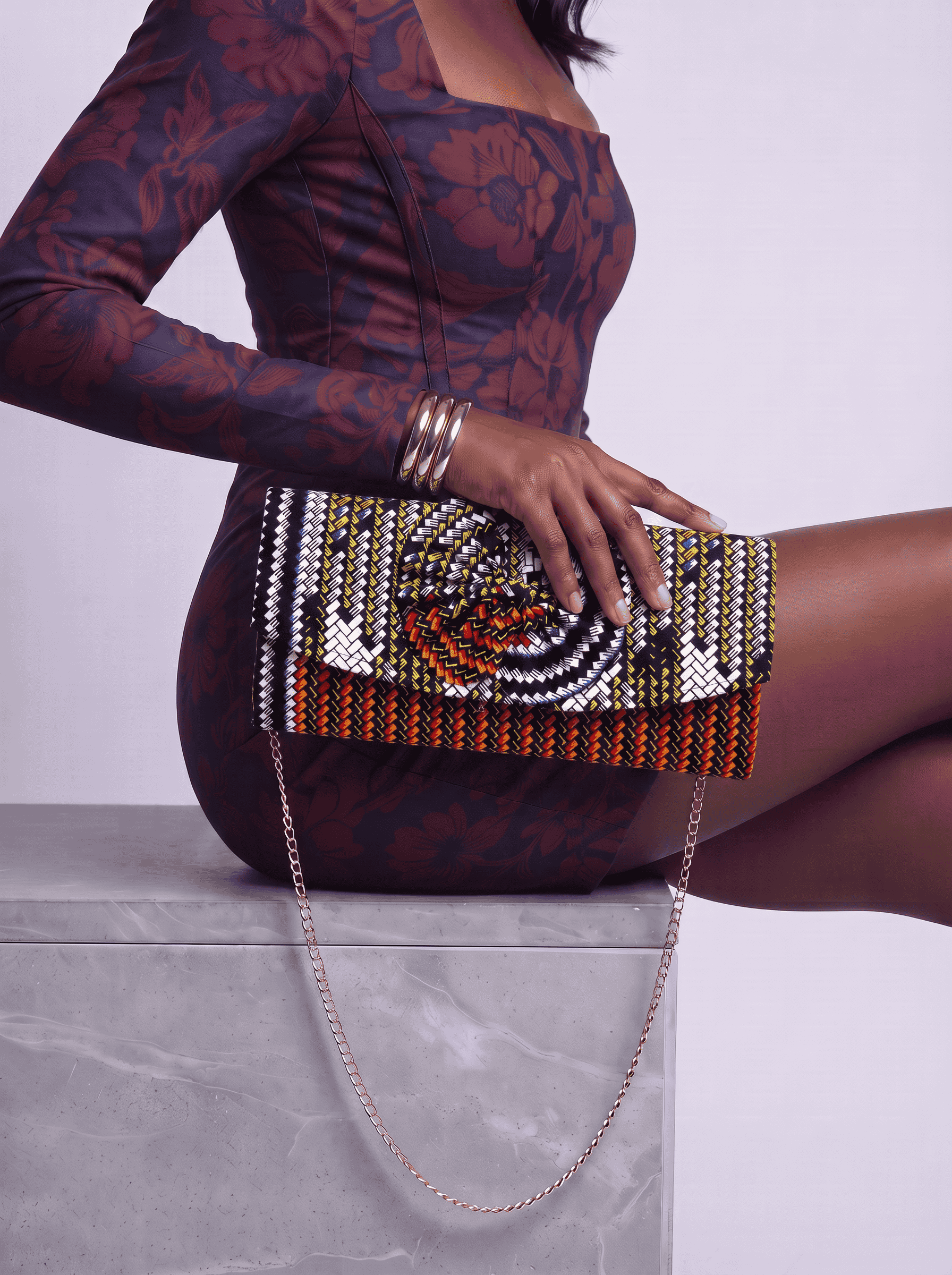 Chain Strap Shoulder Bag – African Print Clutch | Dedei