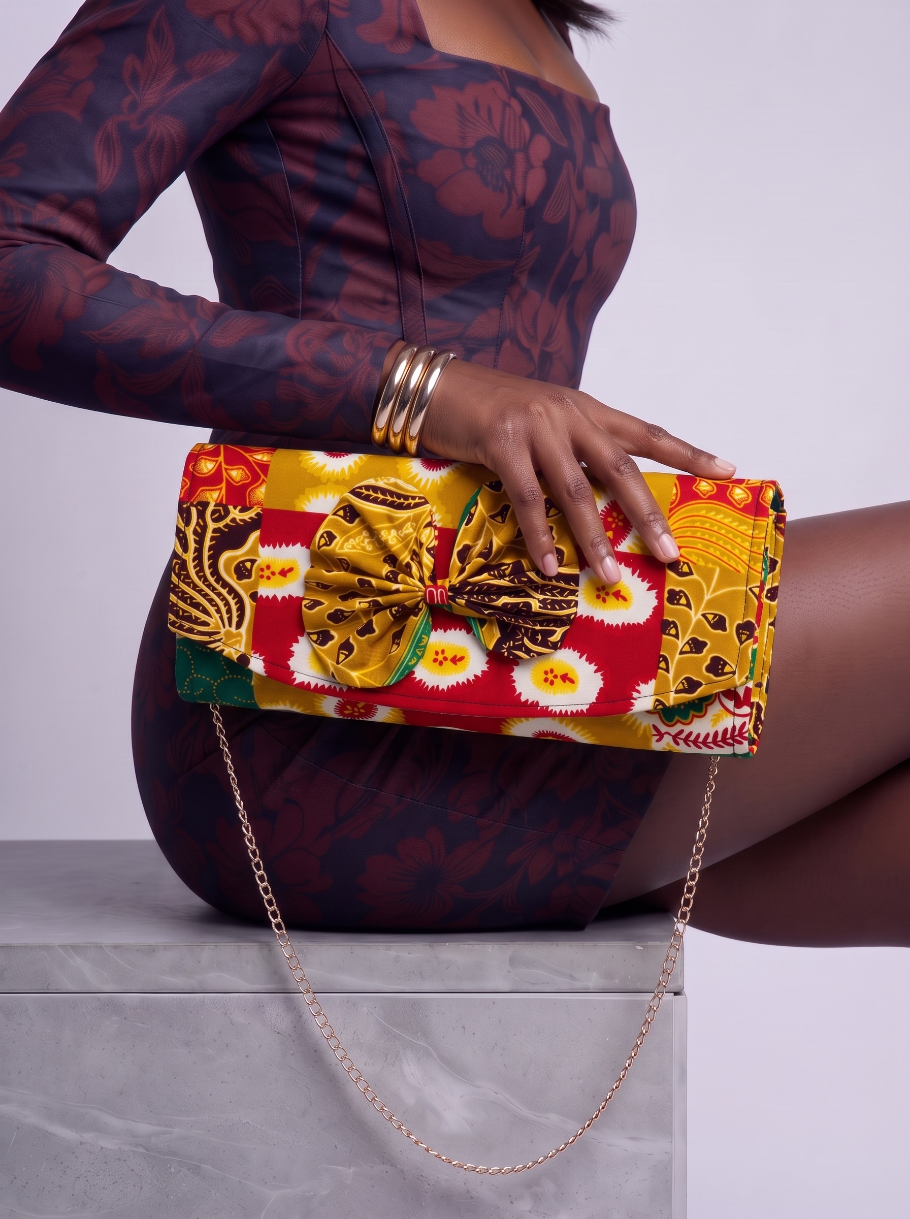 Chain Strap Shoulder Bag – African Print Clutch | Nyamekye