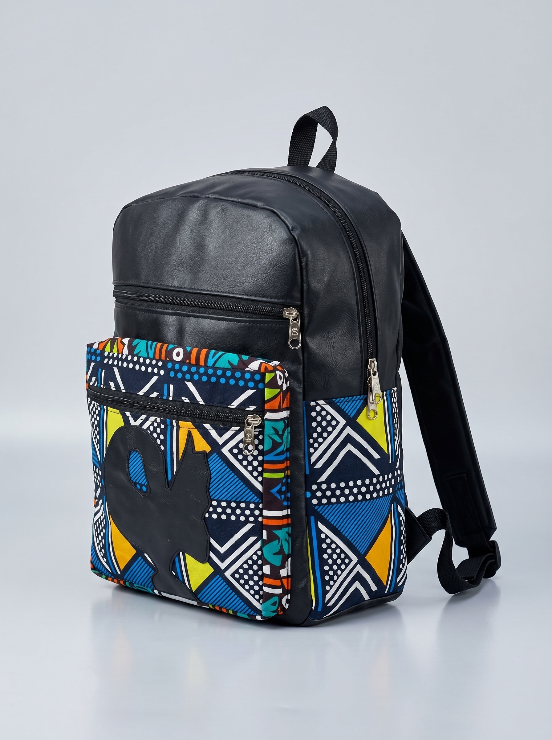 Leather Backpack –  African Print |Akosua