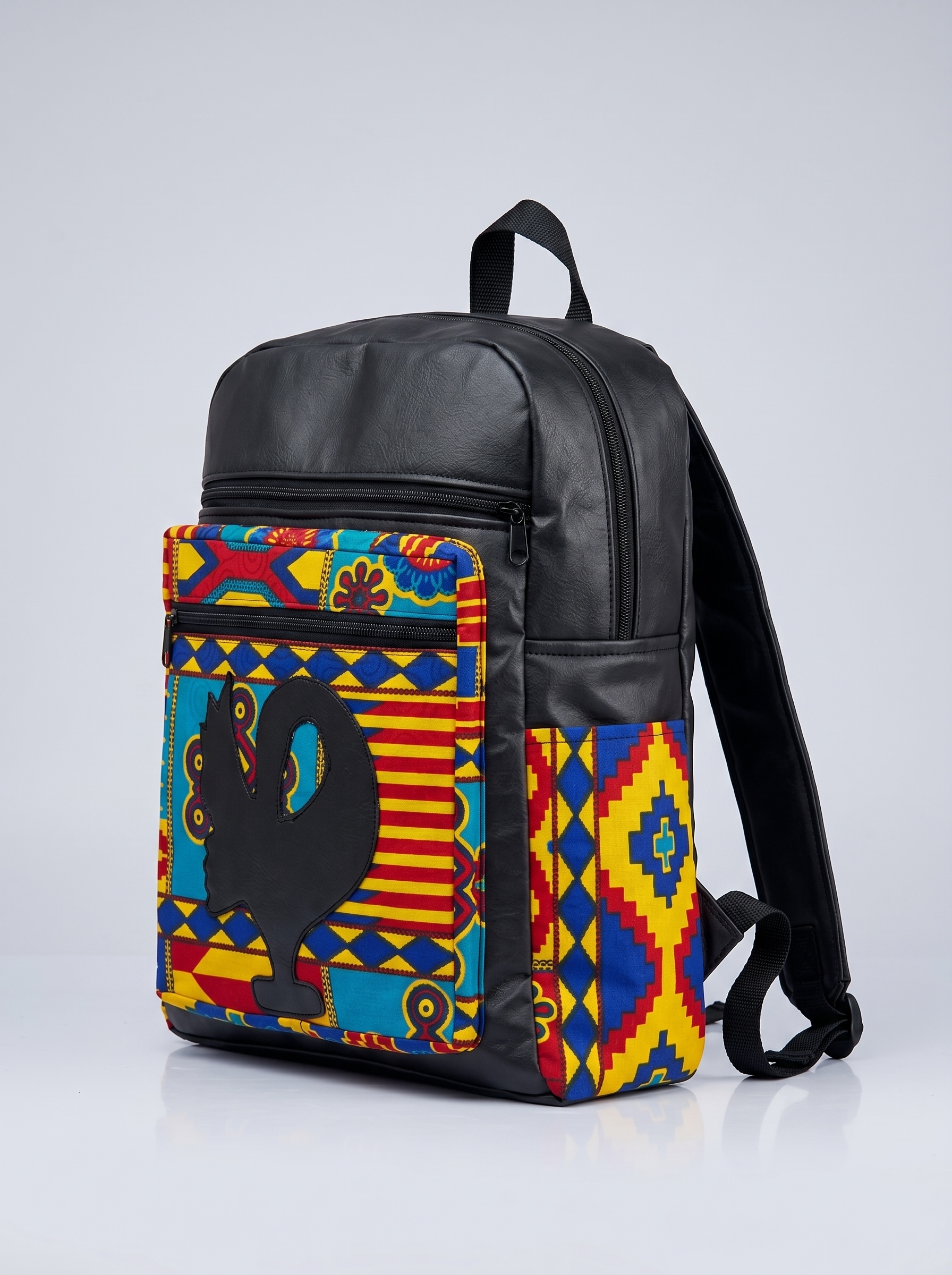 Leather Backpack –  African Print |Abena