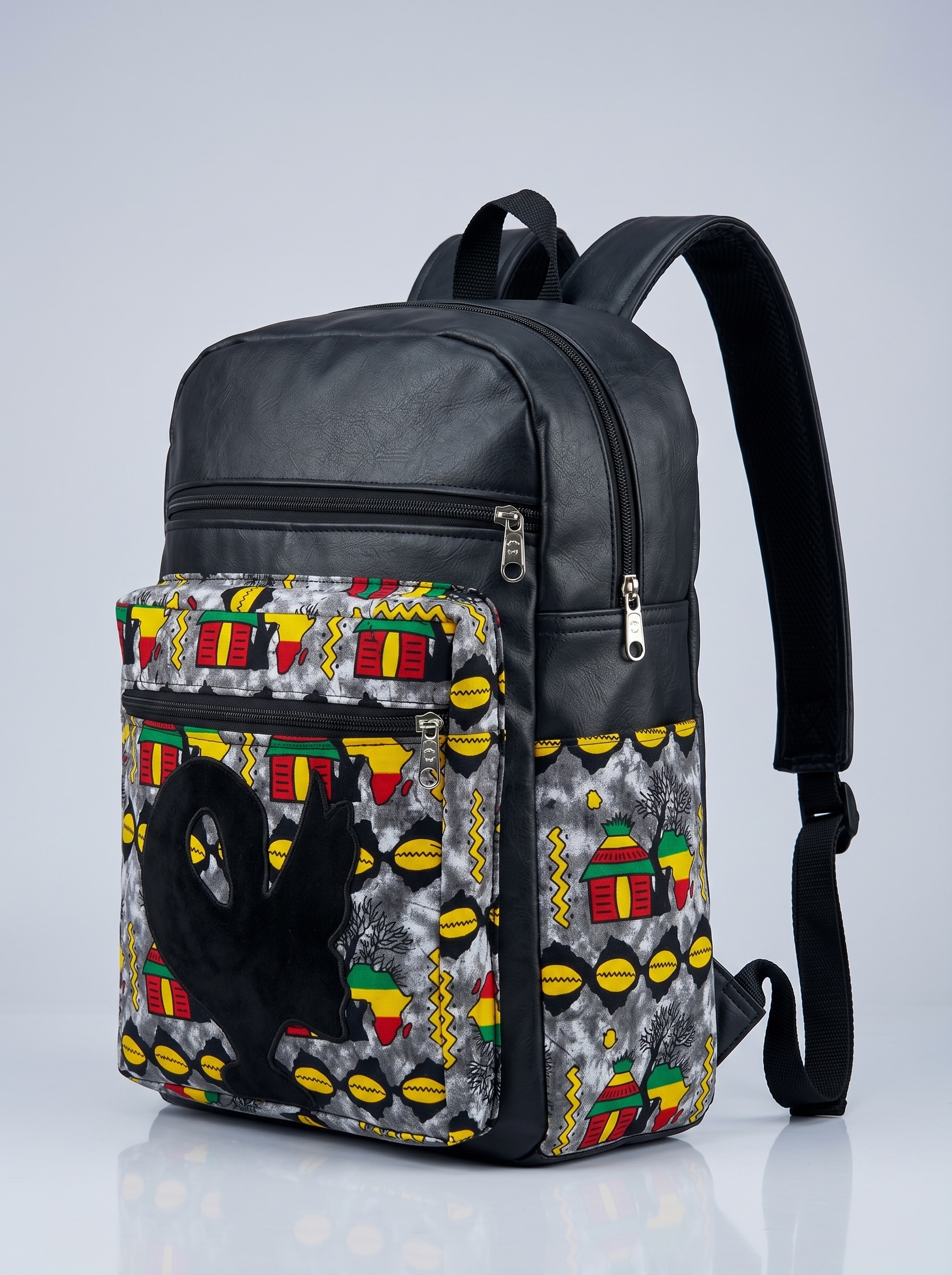 Leather Backpack –  African Print | Yaa