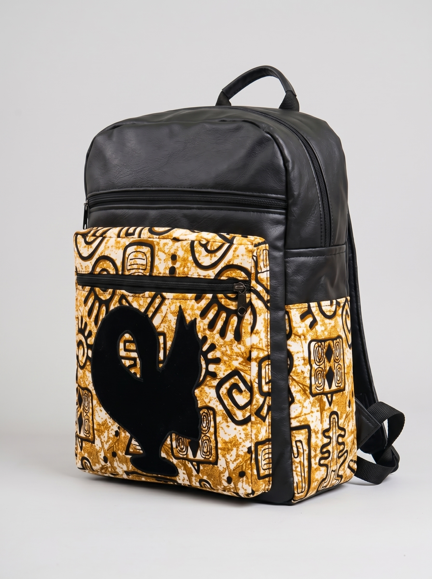 Leather Backpack –  African Print | Esi