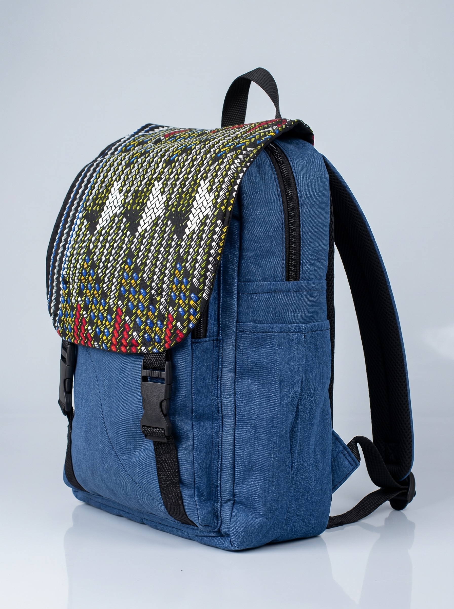 Denim Backpack – African Print | Kanga