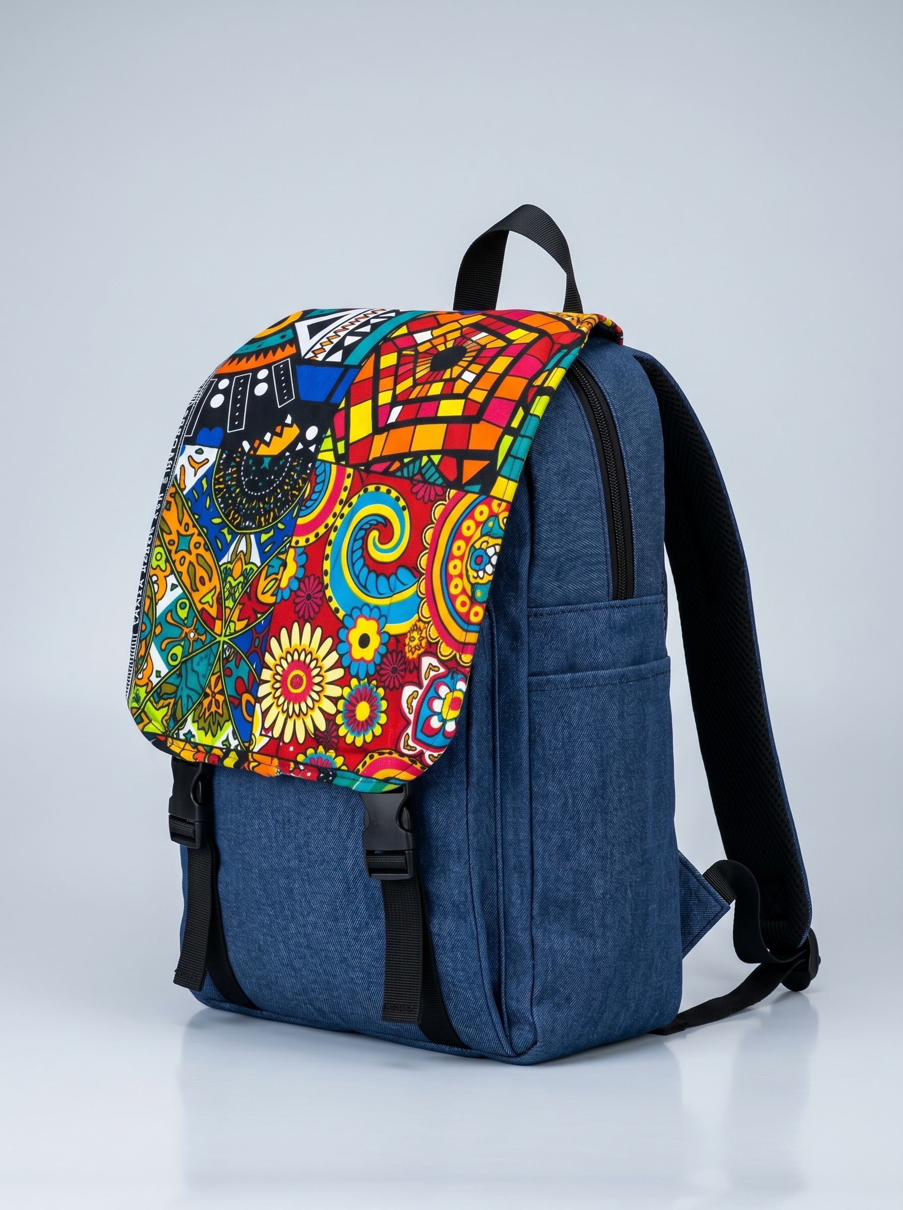 Denim Backpack – African Print | Faso Dan Fani