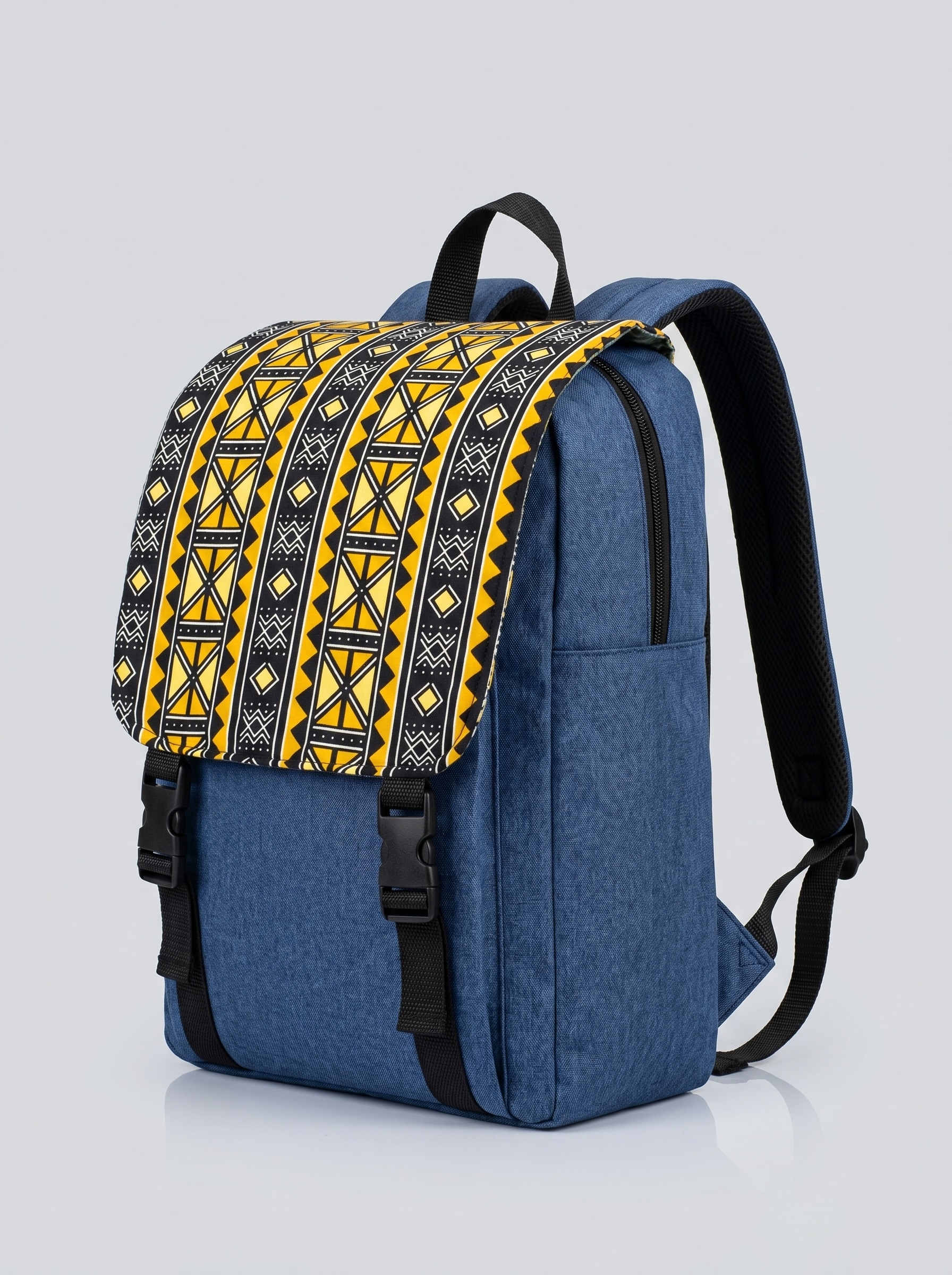 Denim Backpack – African Print| Ankara