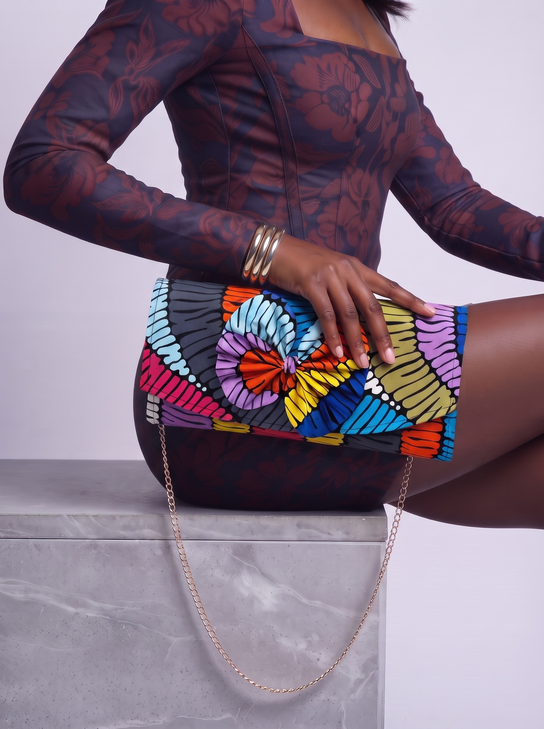 Chain Strap Shoulder Bag – African Print Clutch | Zulfawu