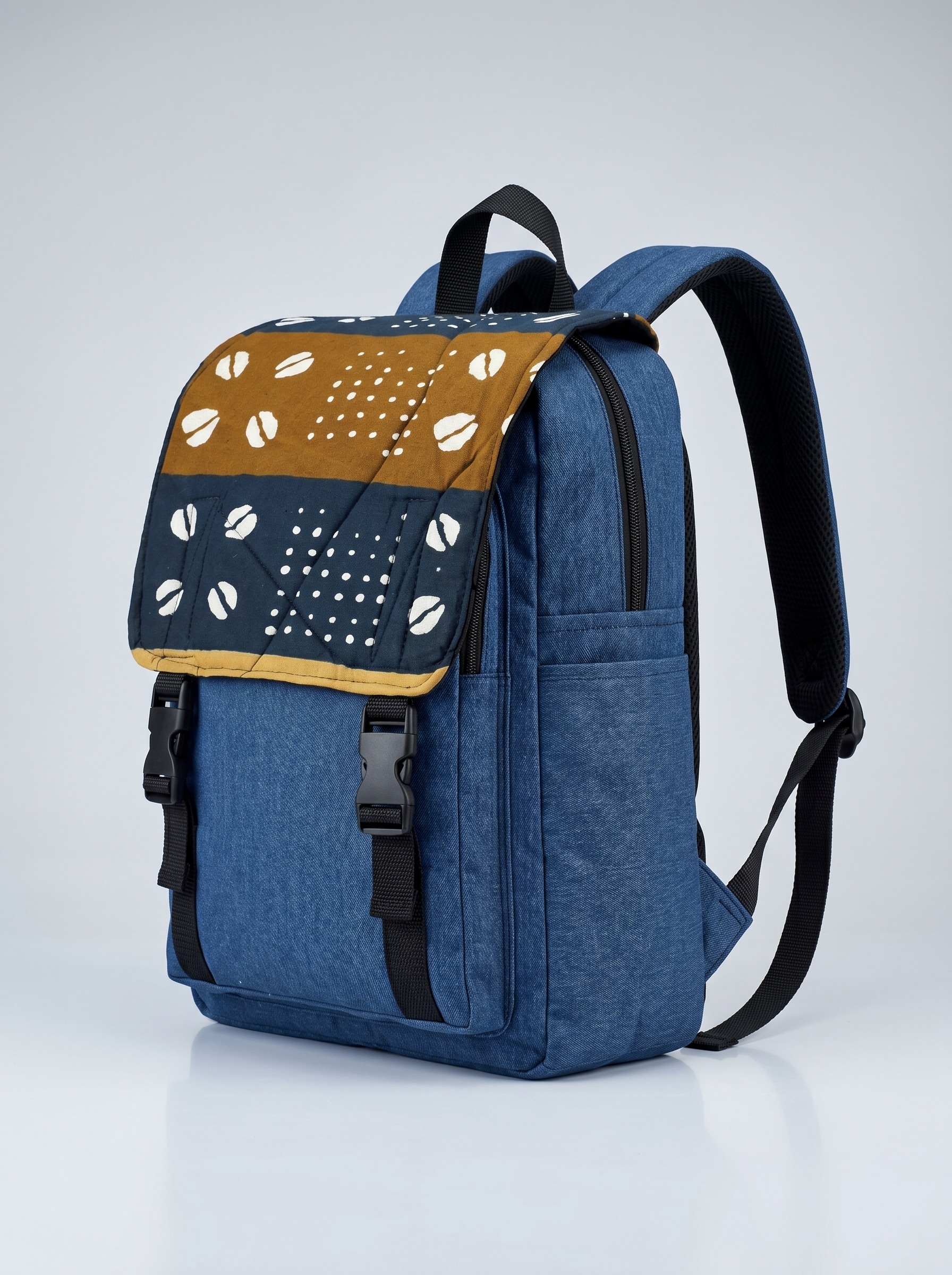Denim Backpack – African Print | Bogolan