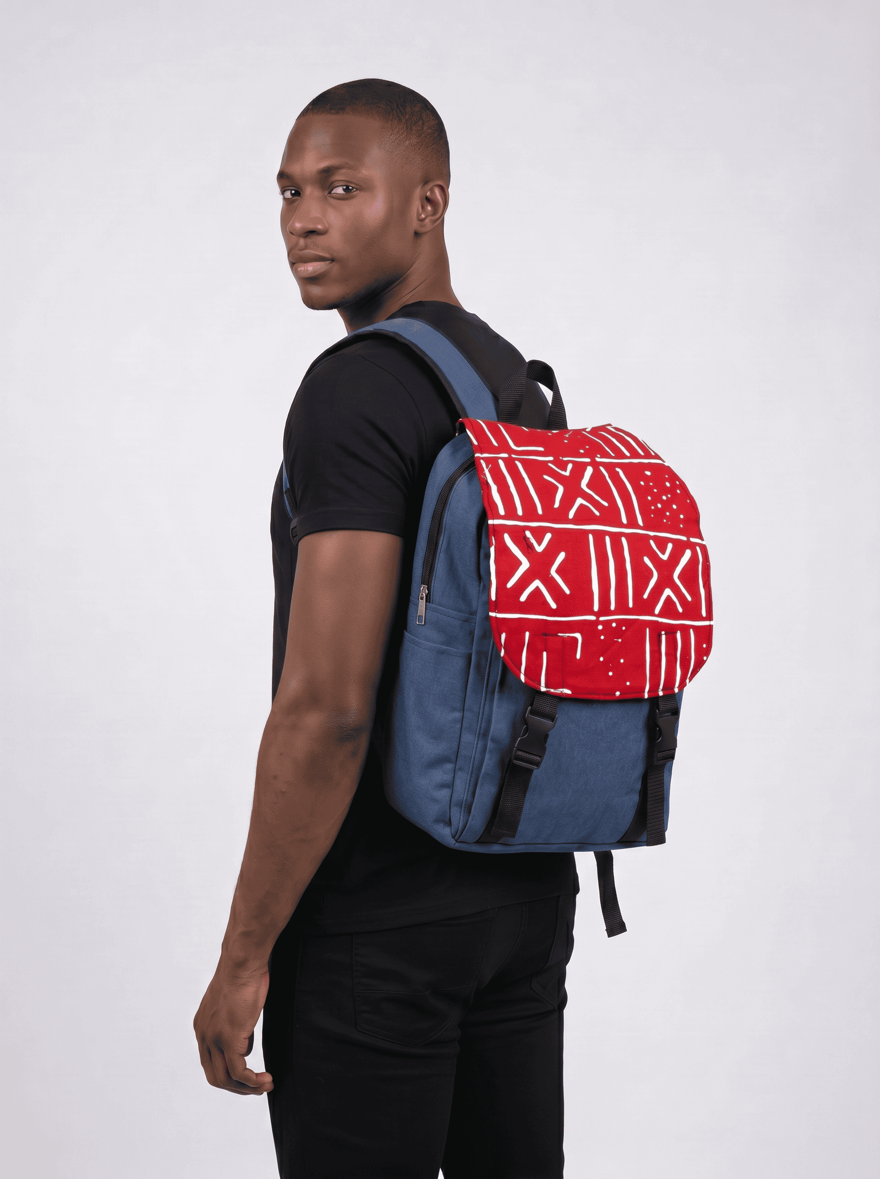 Denim Backpack – African Print | Woodin alternate view