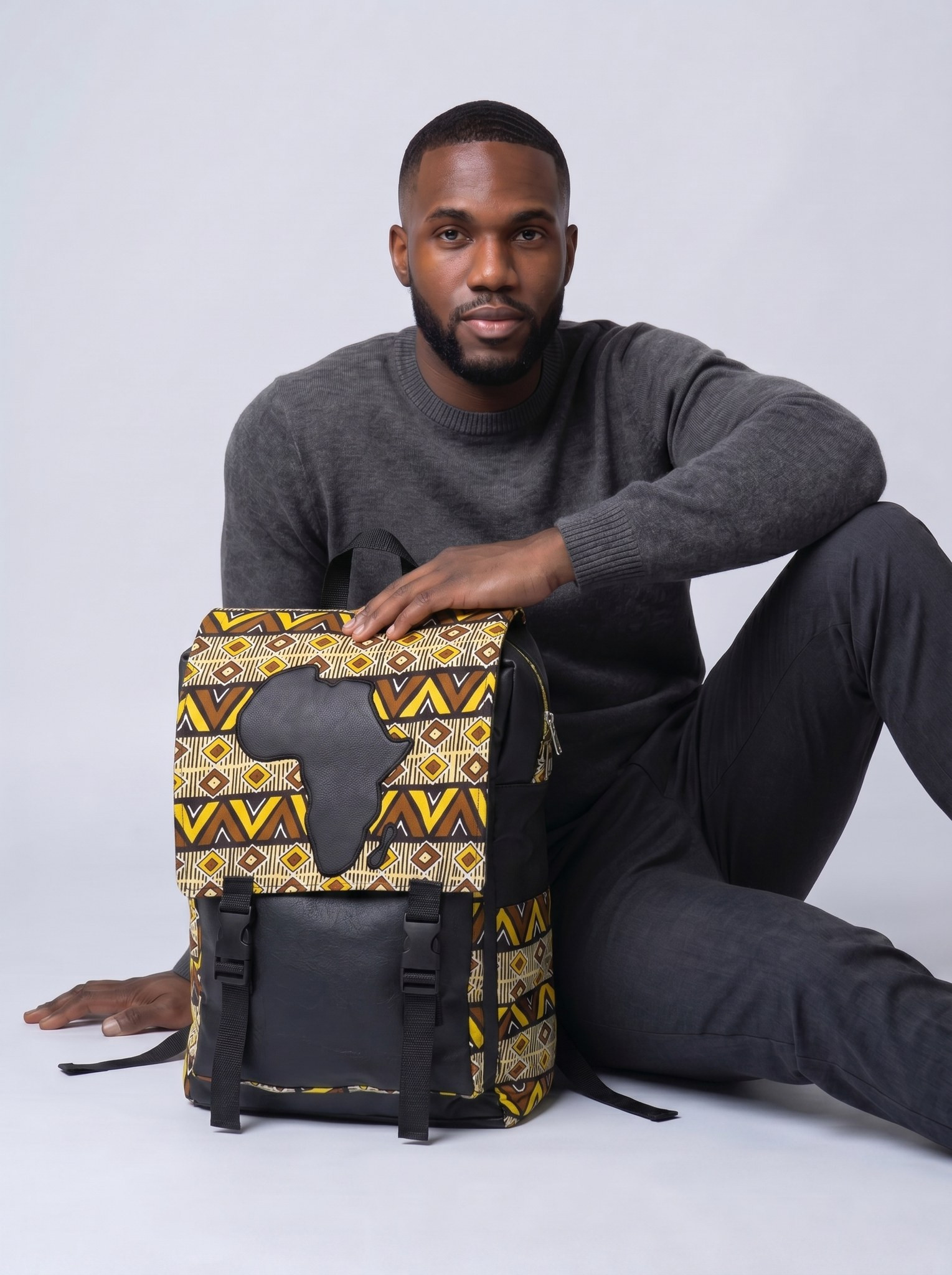 Afrocentric Backpack – Ankara Design | Backpacking Ready alternate view