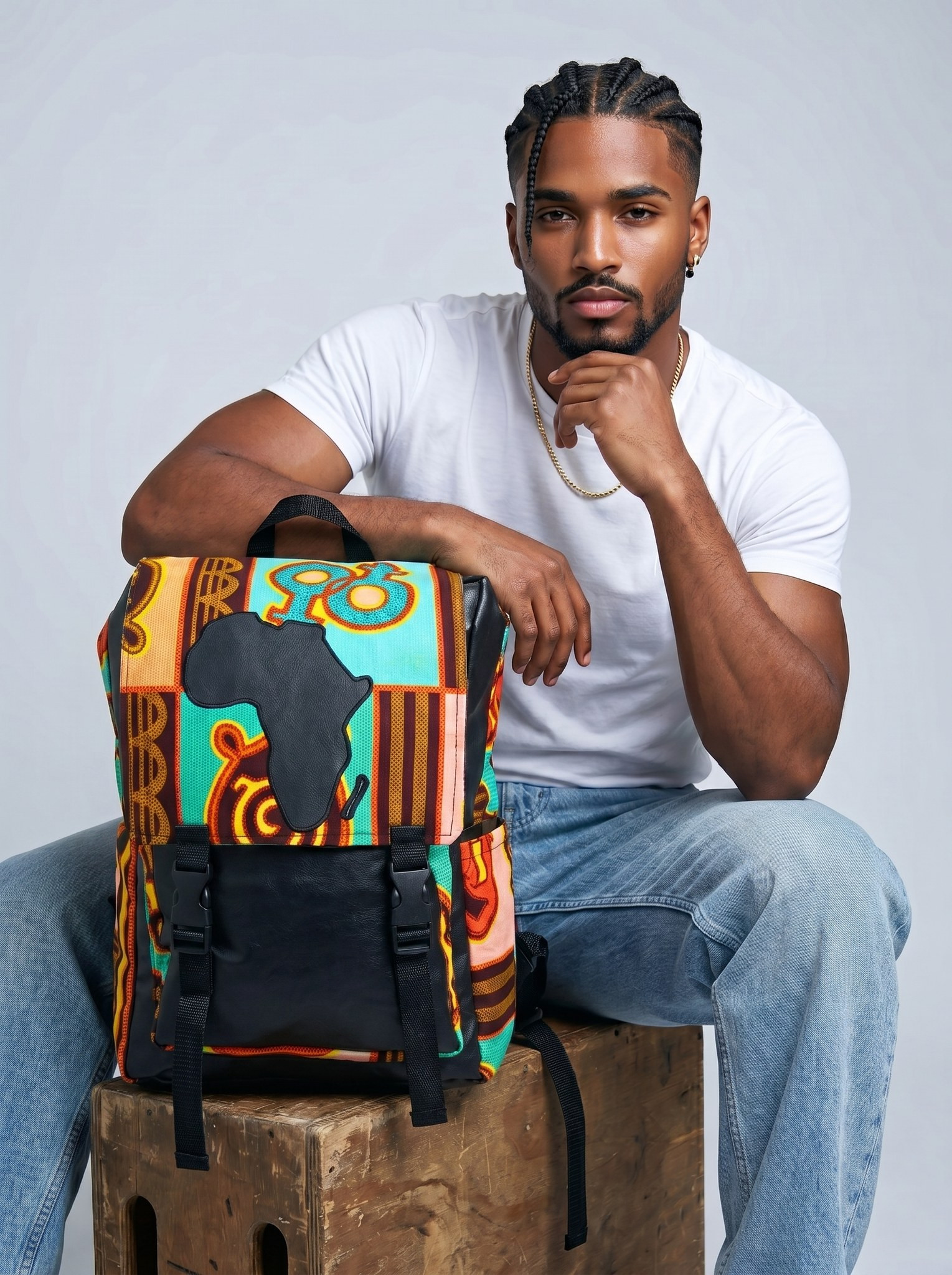 Afrocentric Backpack – Ankara Design | Daily Commuter alternate view