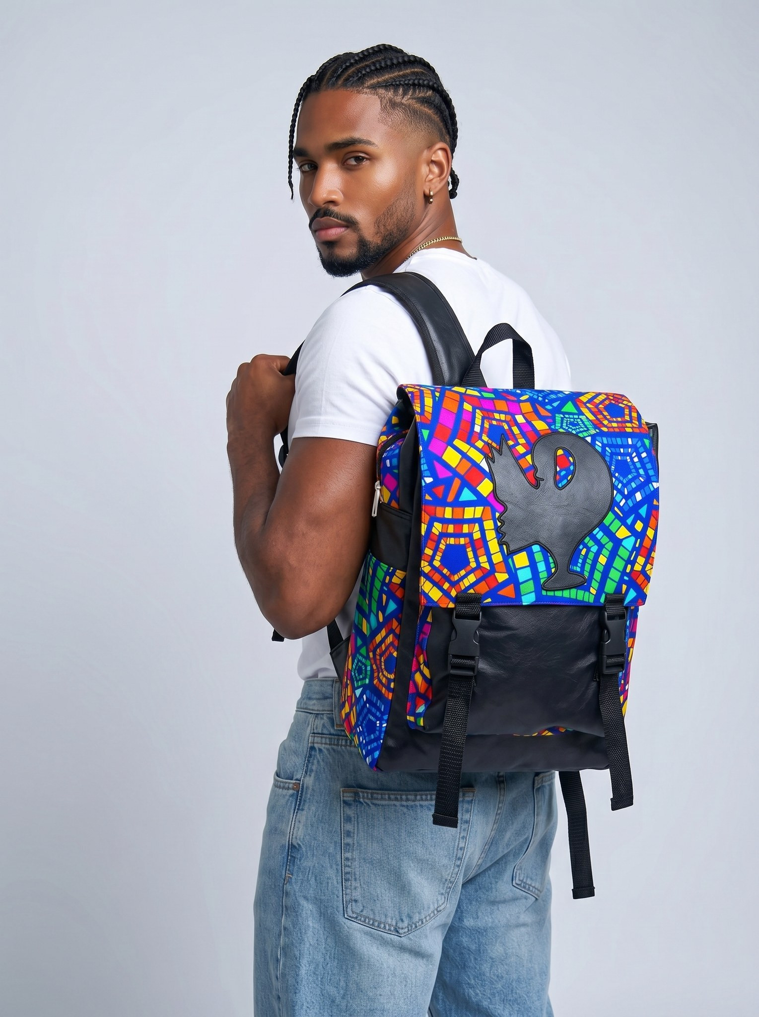 Afrocentric Backpack – Ankara Flap Design | Adventure Ready alternate view