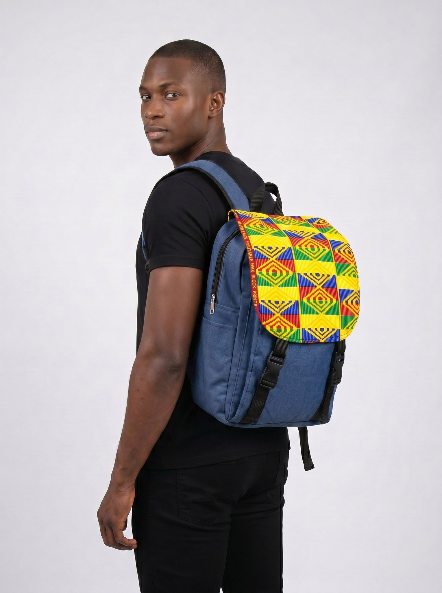 Denim Backpack – African Print | Tuareg Indigo alternate view