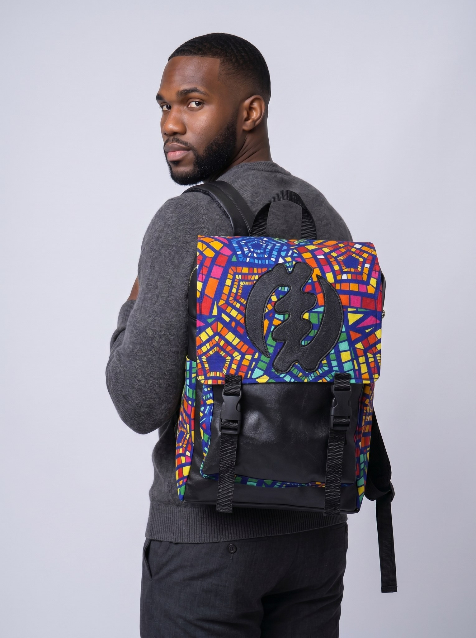 Afrocentric Backpack – Ankara Design | Travel Companion alternate view