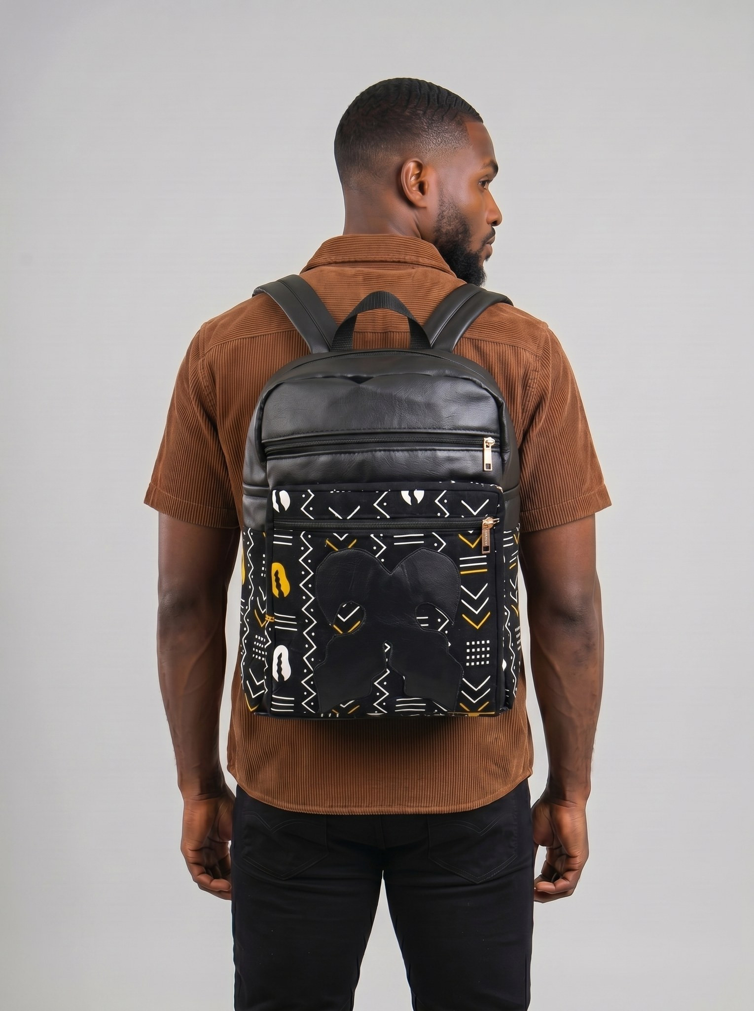 Leather Backpack – African Print | Adwoa alternate view