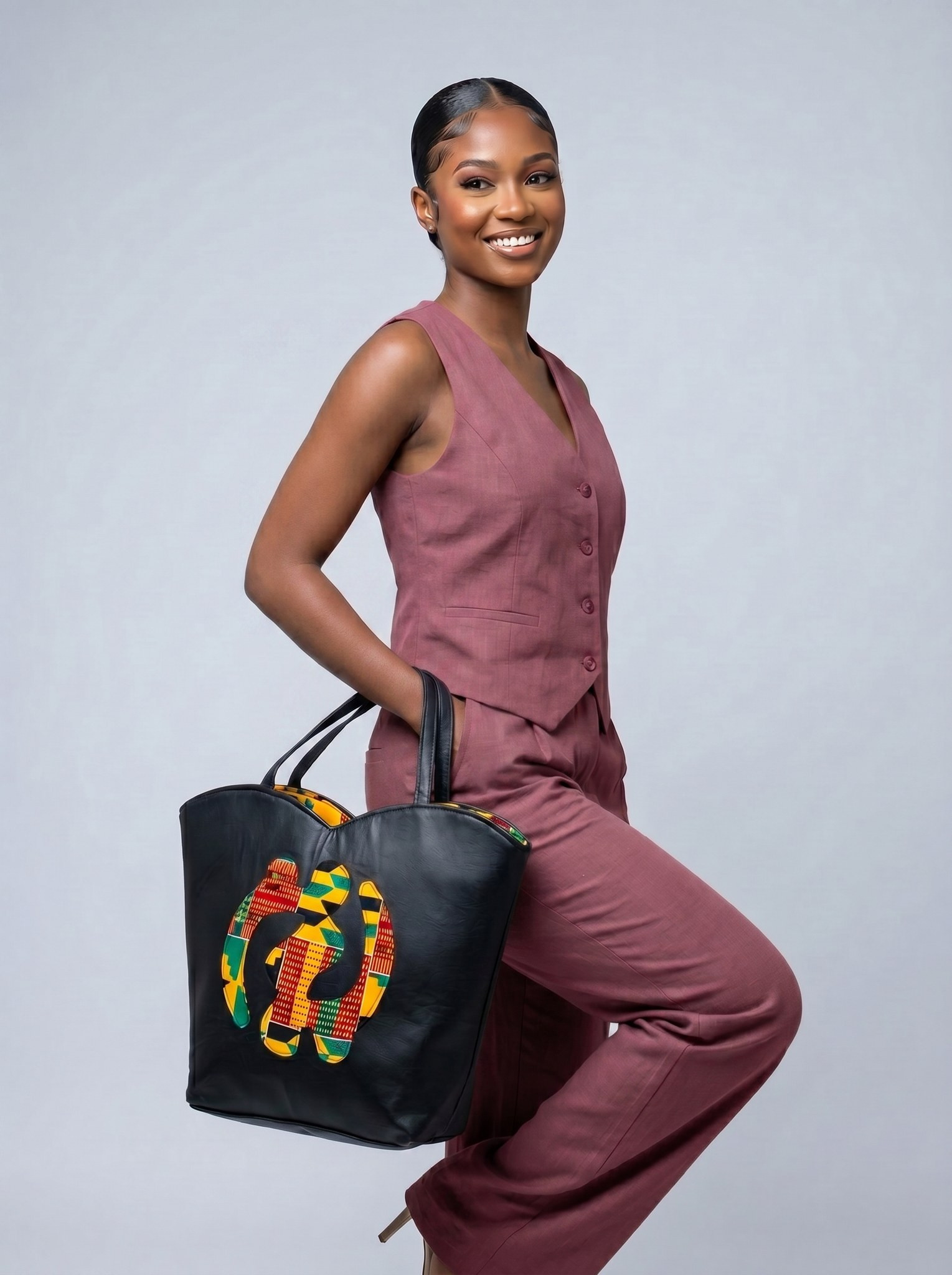 Shoulder Bag – African Print Leather Bag | Adwoa alternate view