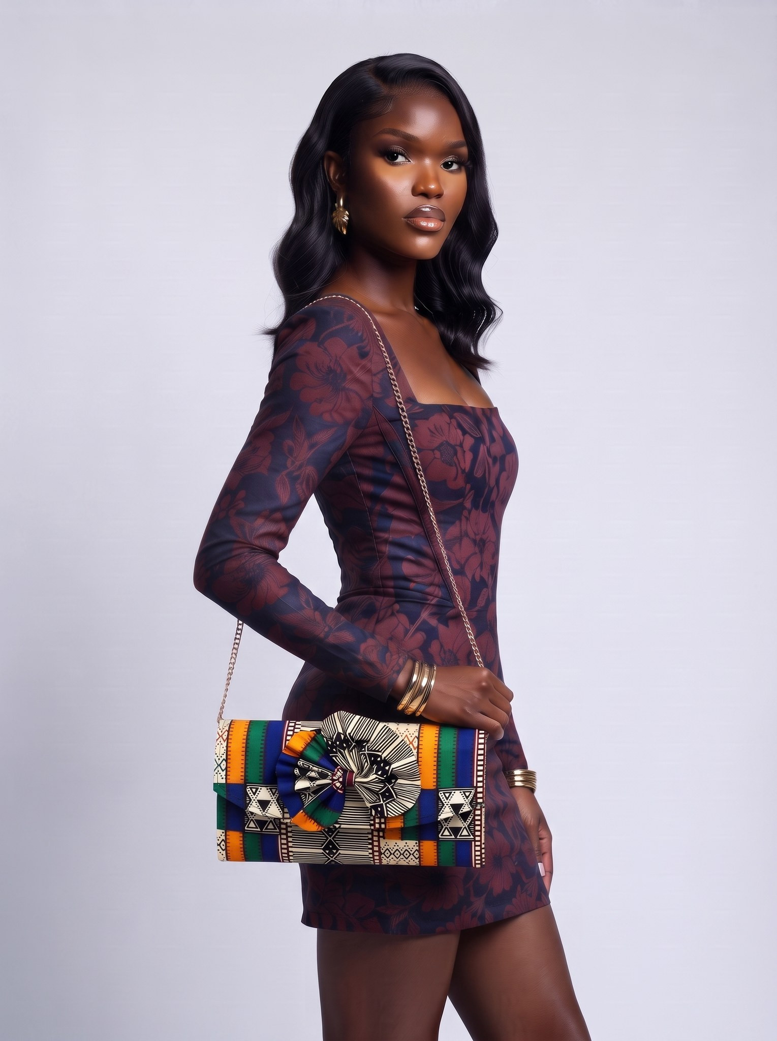 Chain Strap Shoulder Bag – African Print Clutch | Yayra alternate view