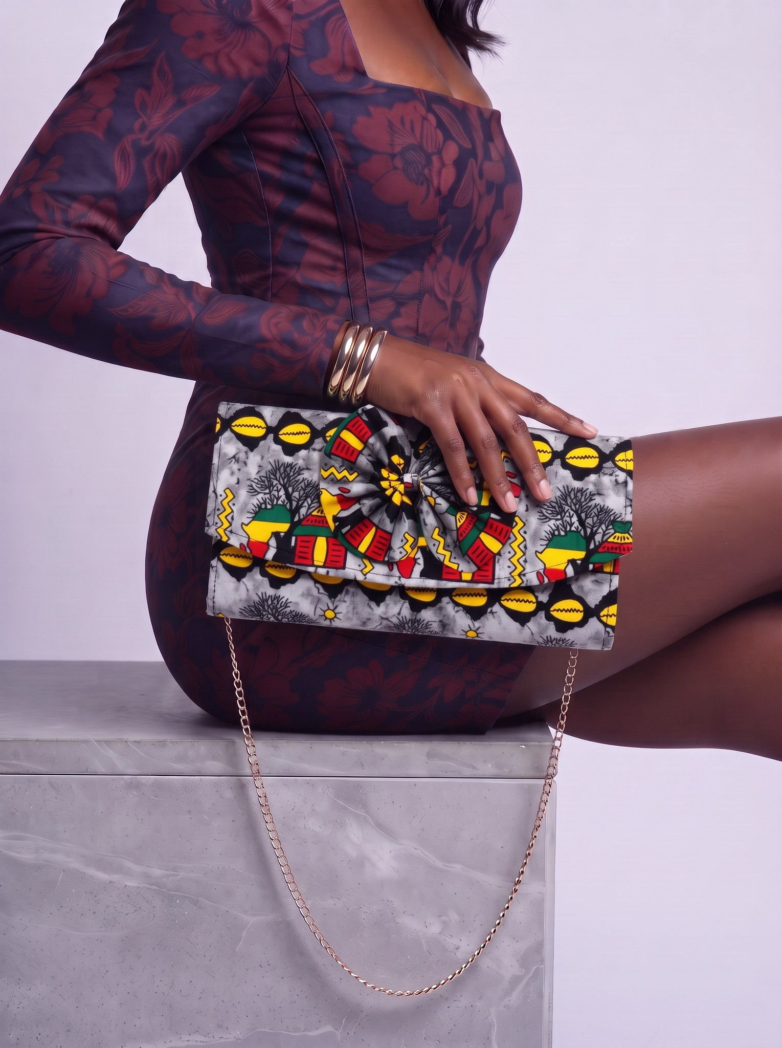 Chain Strap Shoulder Bag – African Print Clutch | Delali alternate view