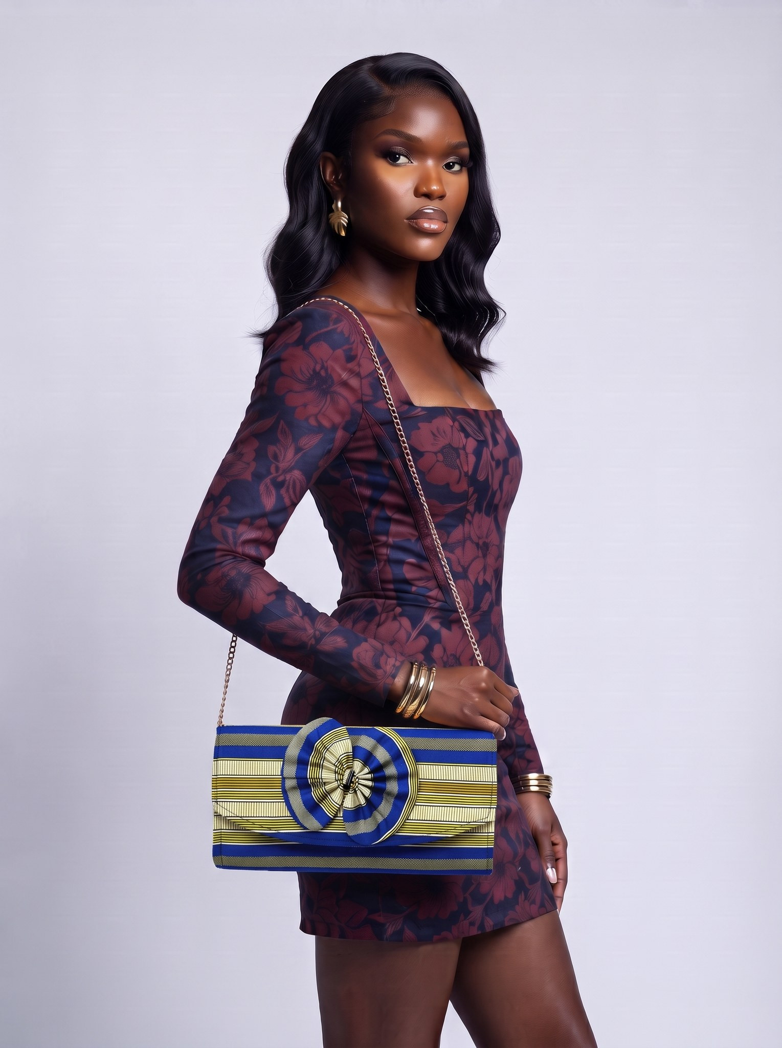 Chain Strap Shoulder Bag – African Print Clutch | Okailey alternate view