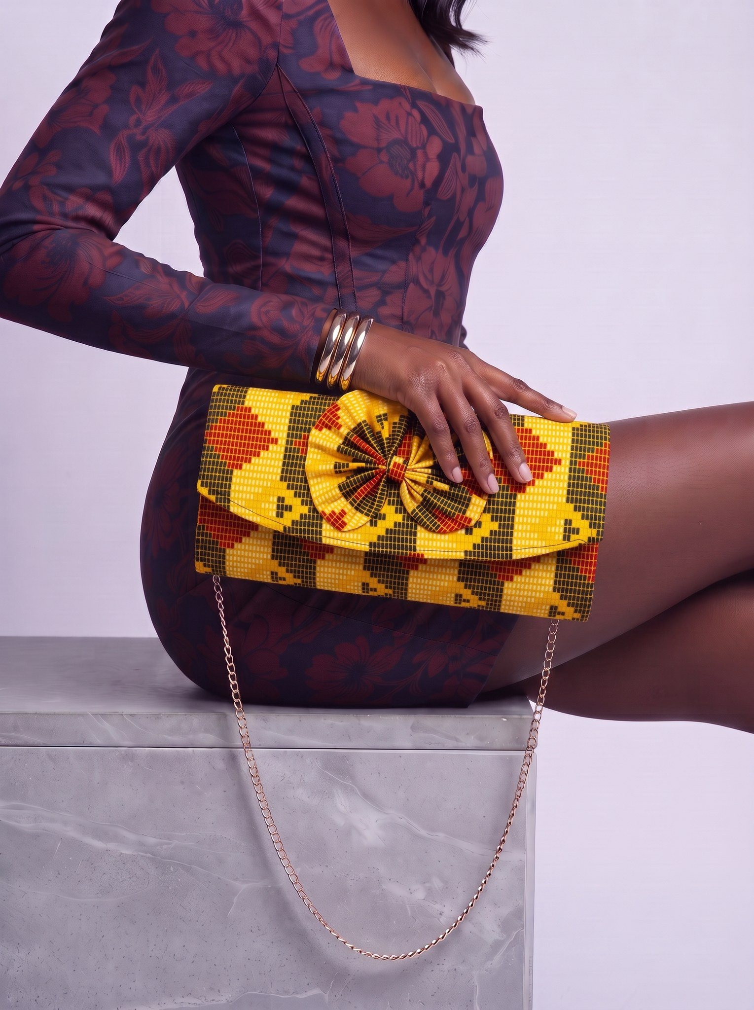 Chain Strap Shoulder Bag – African Print Clutch | Yoolaa alternate view