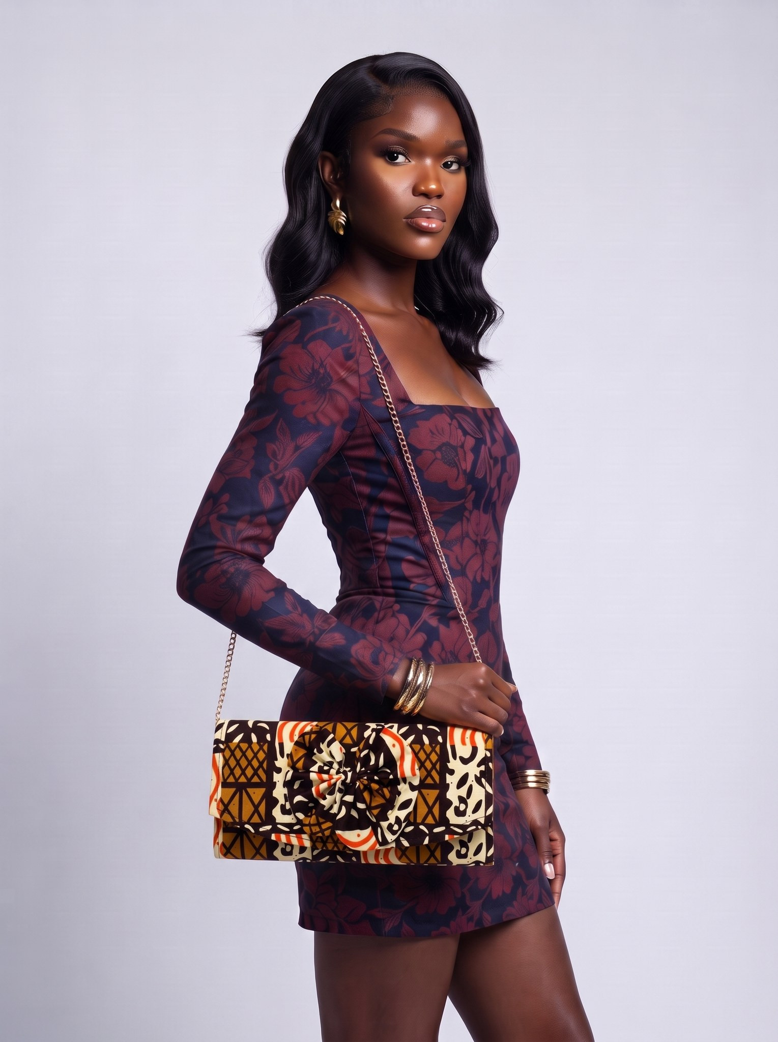 Chain Strap Shoulder Bag – African Print Clutch | Ayikailey alternate view