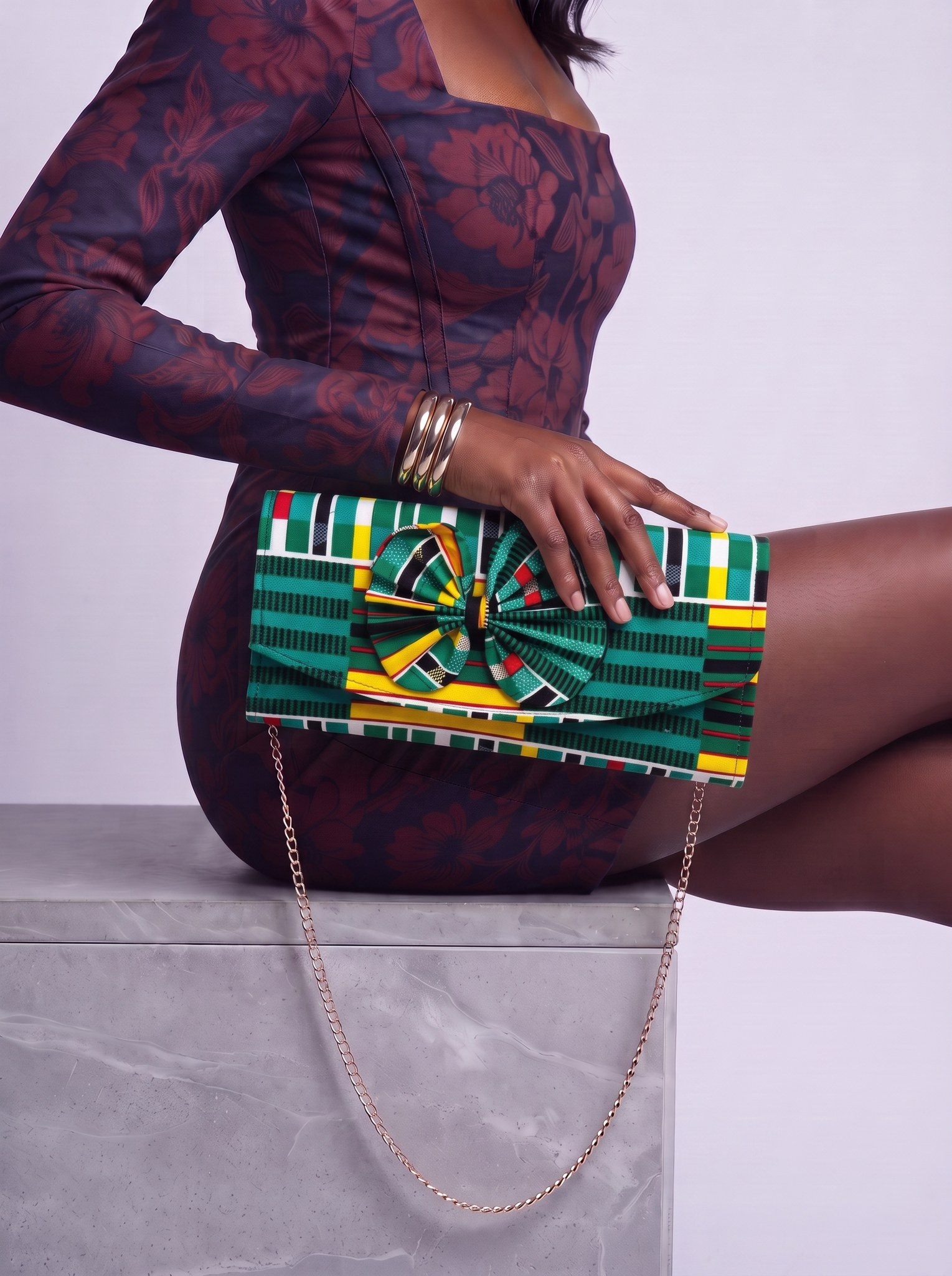 Chain Strap Shoulder Bag – African Print Clutch | Sedinam alternate view