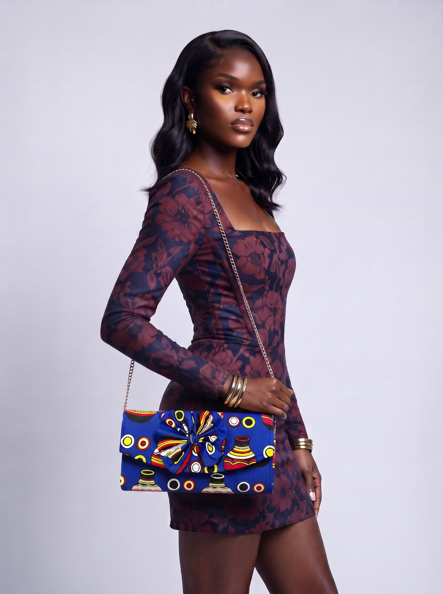 Chain Strap Shoulder Bag – African Print Clutch | Ohemaa alternate view