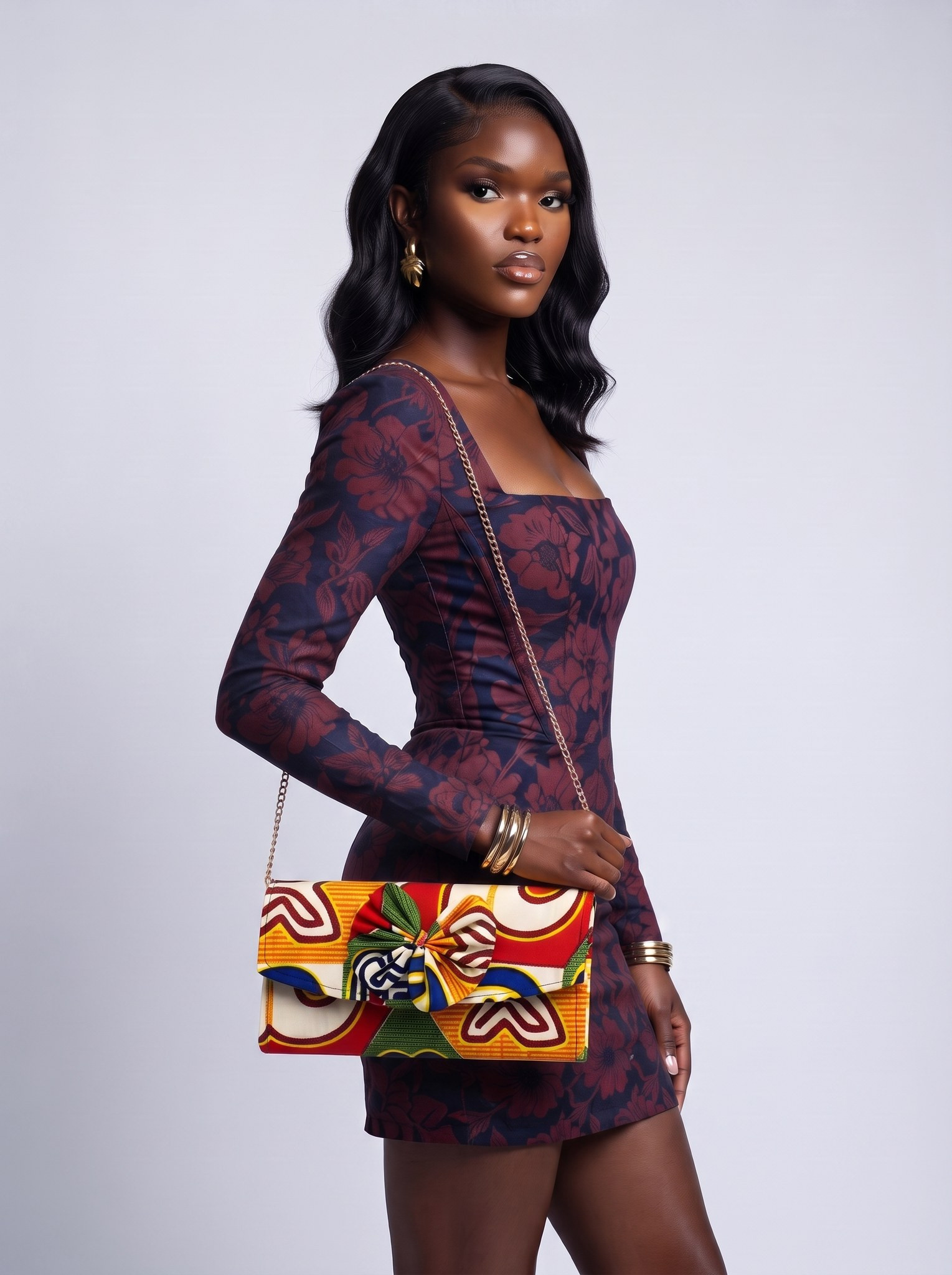 Chain Strap Shoulder Bag – African Print Clutch | Amenyo alternate view
