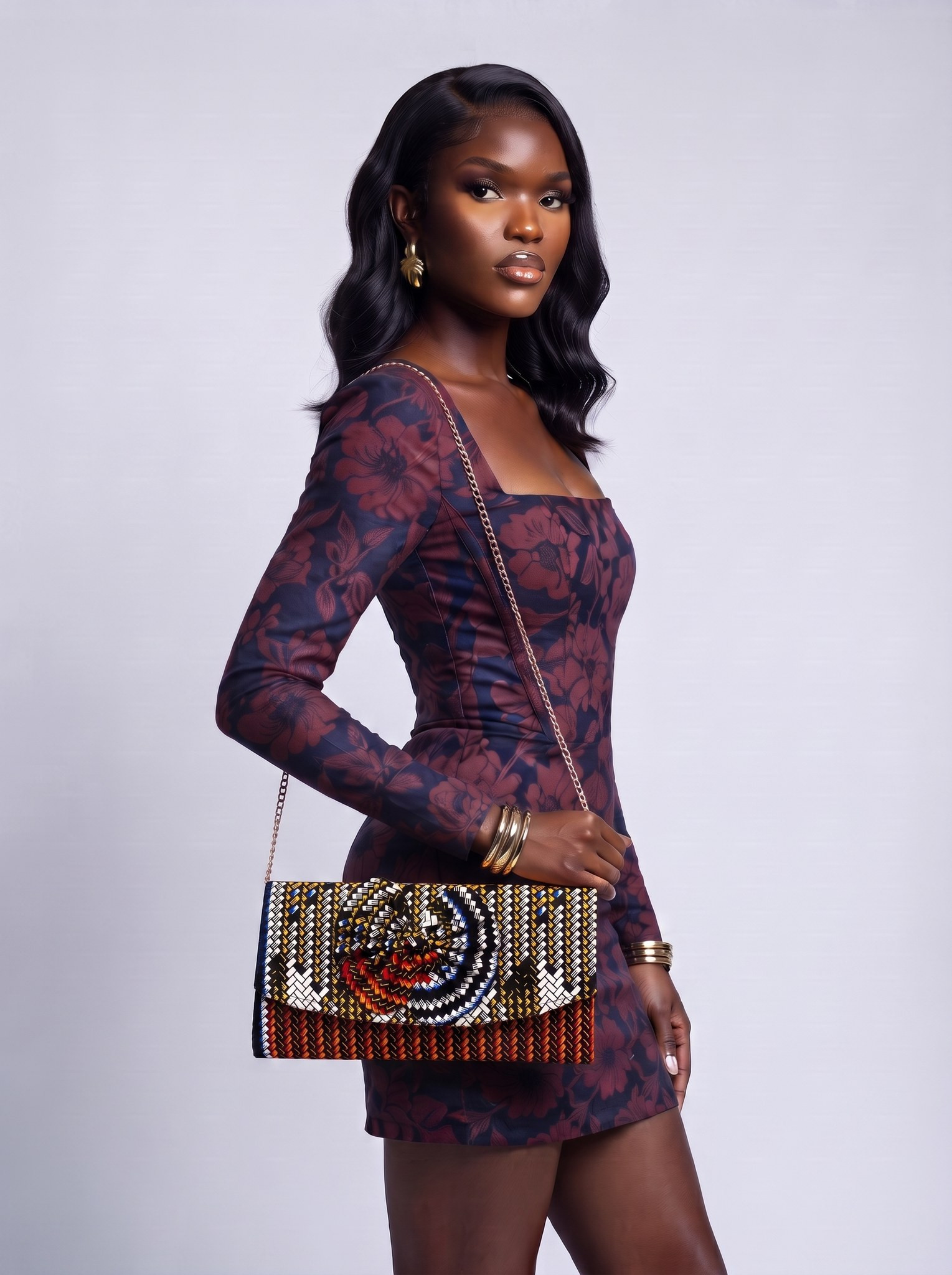 Chain Strap Shoulder Bag – African Print Clutch | Dedei alternate view