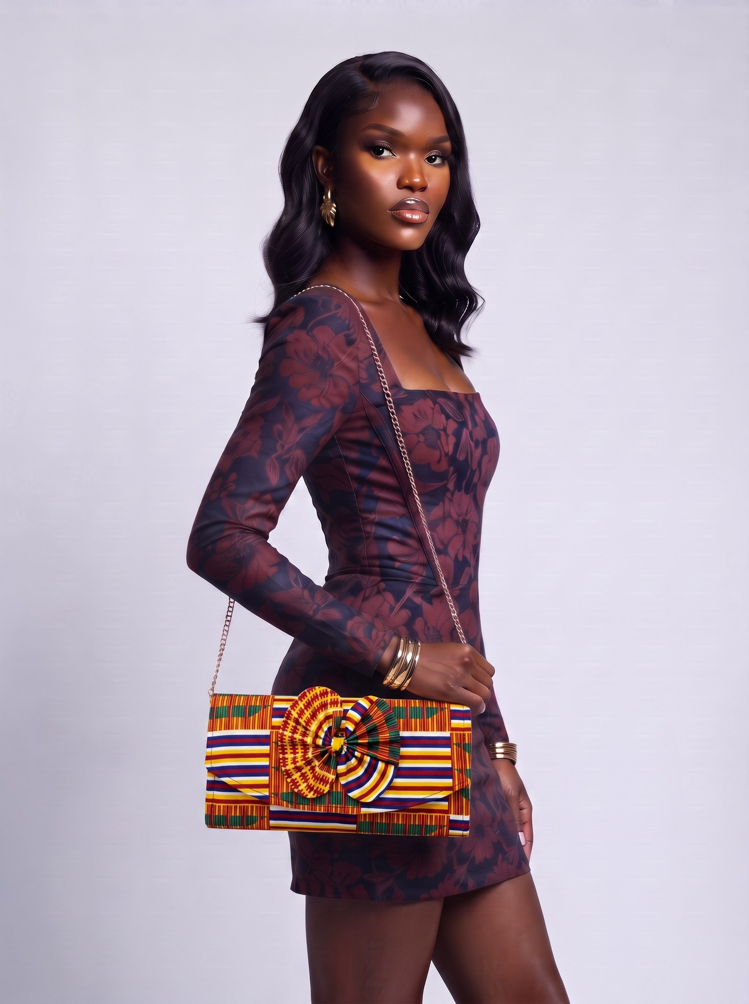 Chain Strap Shoulder Bag – African Print Clutch | Ashorkor