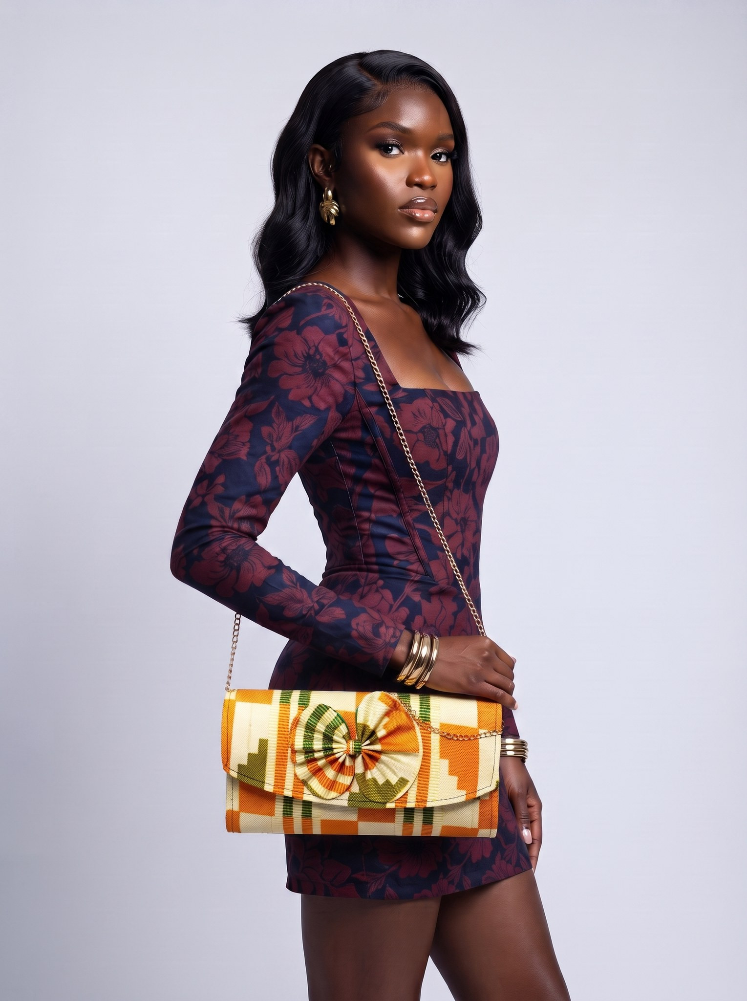 Chain Strap Shoulder Bag – African Print Clutch | Rukaya alternate view