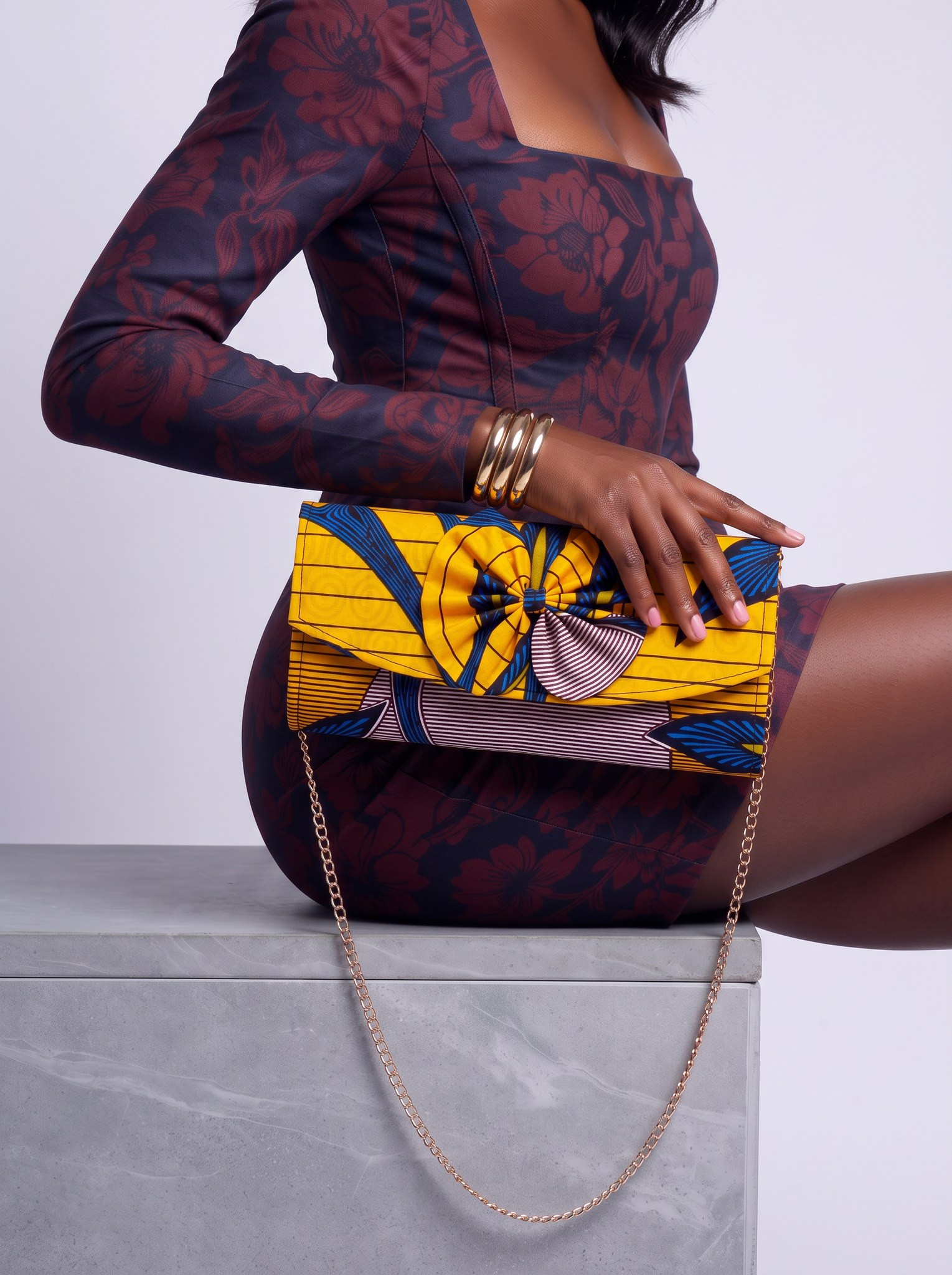 Chain Strap Shoulder Bag – African Print Clutch | Azara alternate view