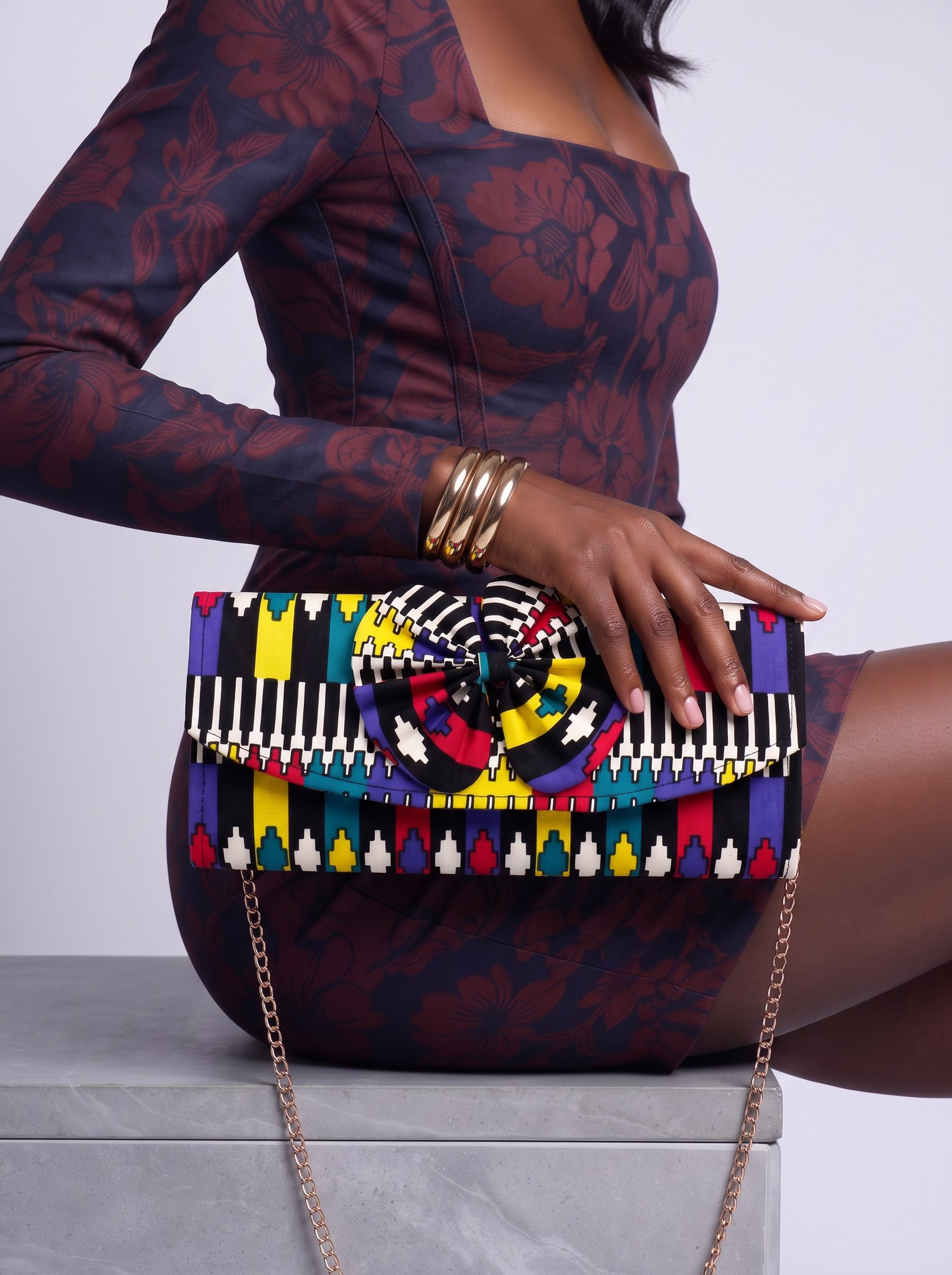 Chain Strap Shoulder Bag – African Print Clutch | Fuseina alternate view