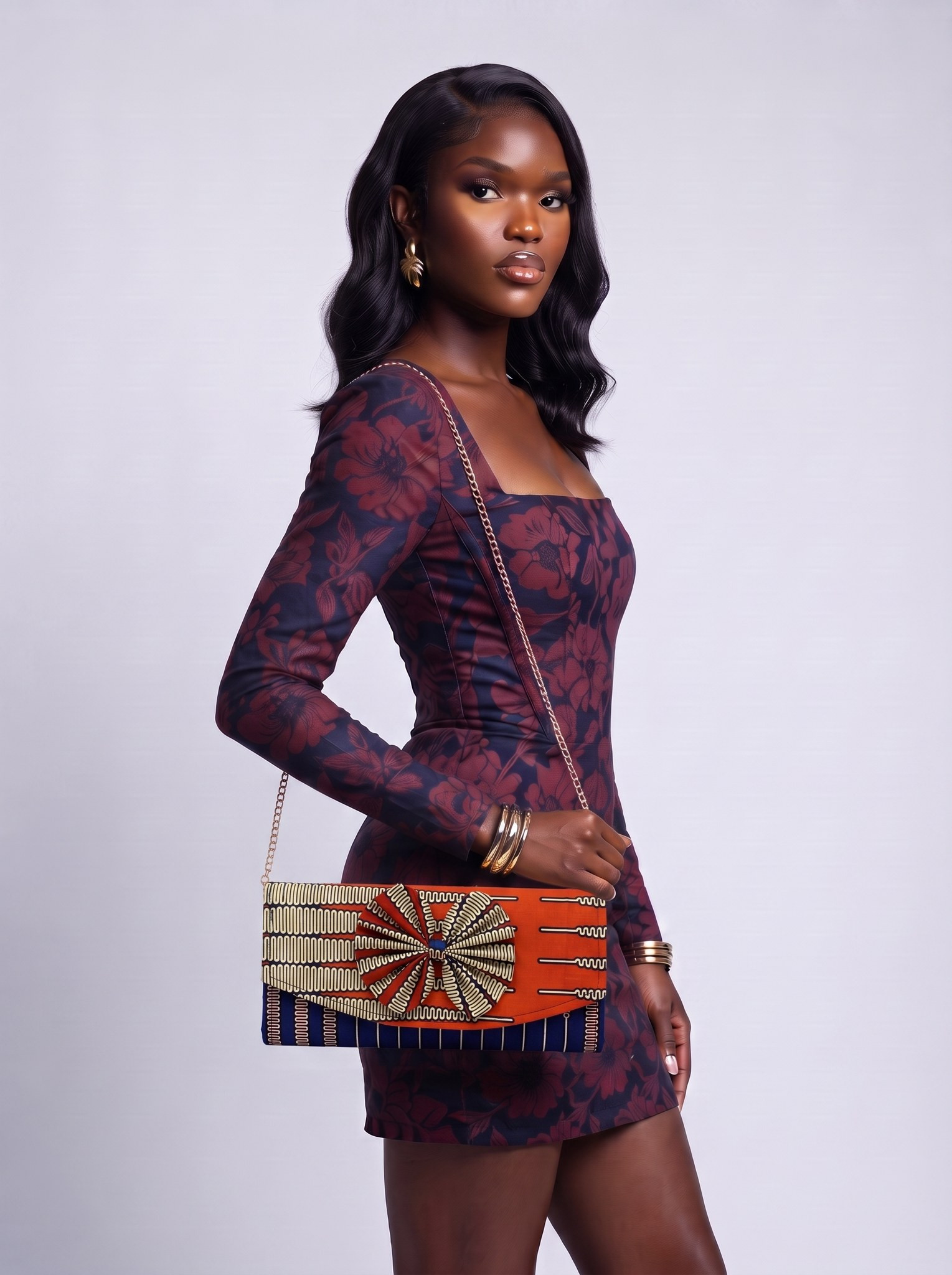 Chain Strap Shoulder Bag – African Print Clutch | Dzifa alternate view