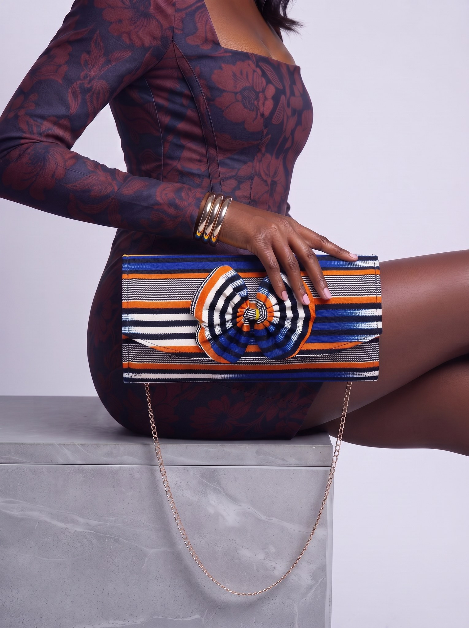 Chain Strap Shoulder Bag – African Print Clutch | Eyram alternate view