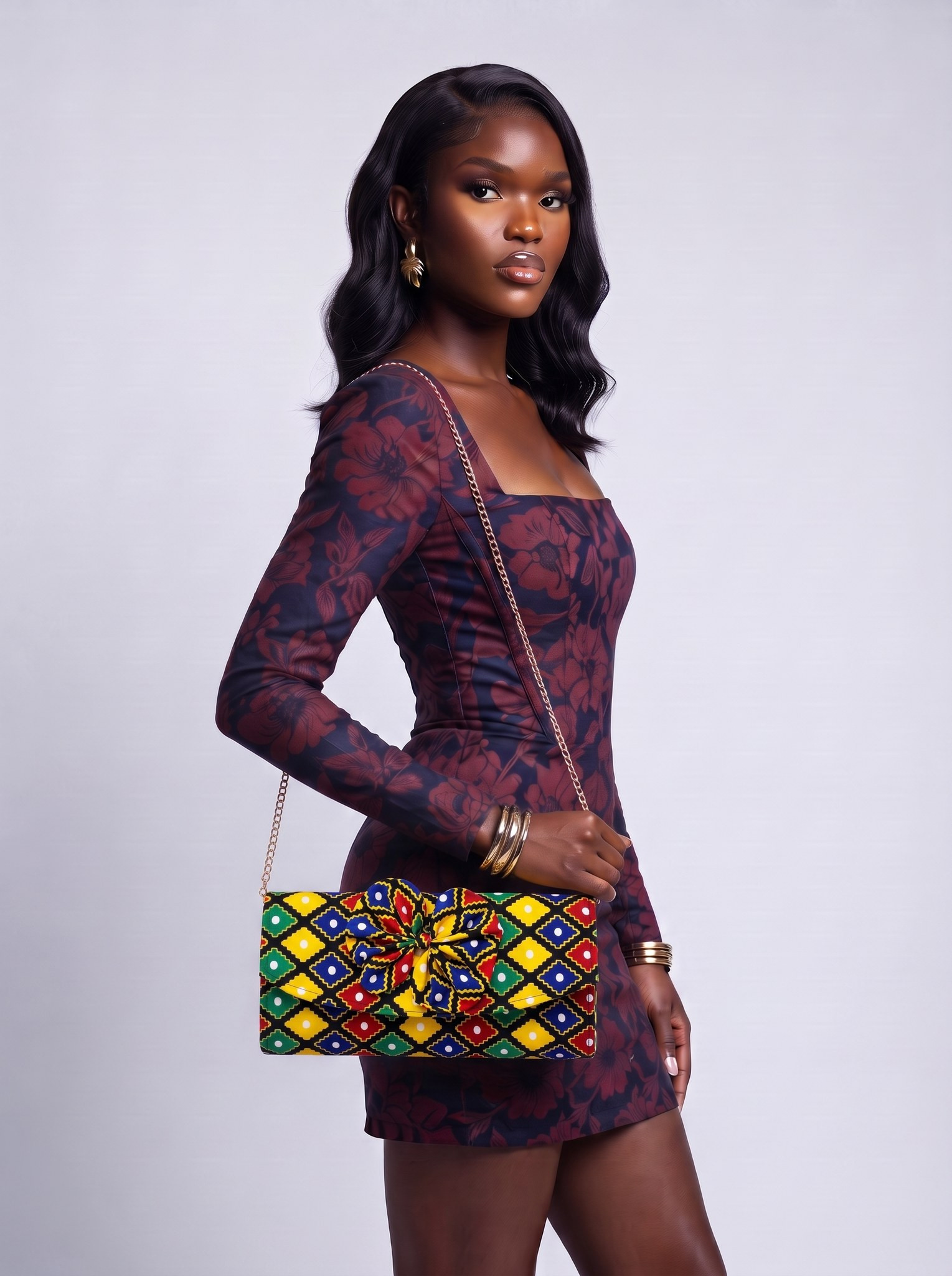 Chain Strap Shoulder Bag – African Print Clutch | Mariam alternate view