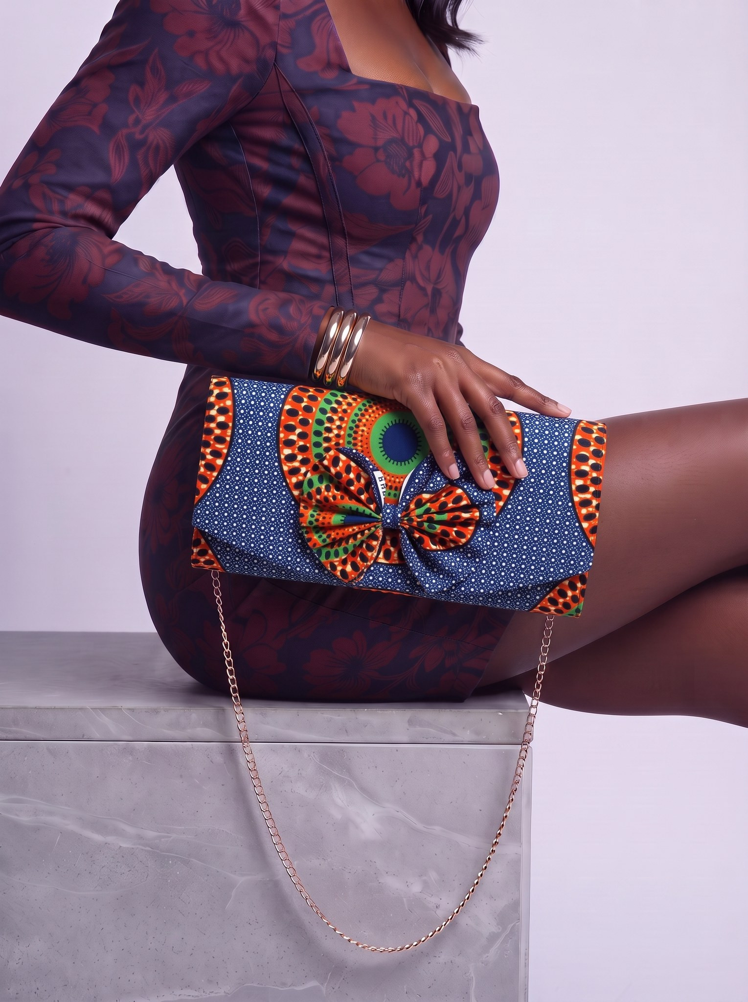 Chain Strap Shoulder Bag – African Print Clutch | Enam alternate view