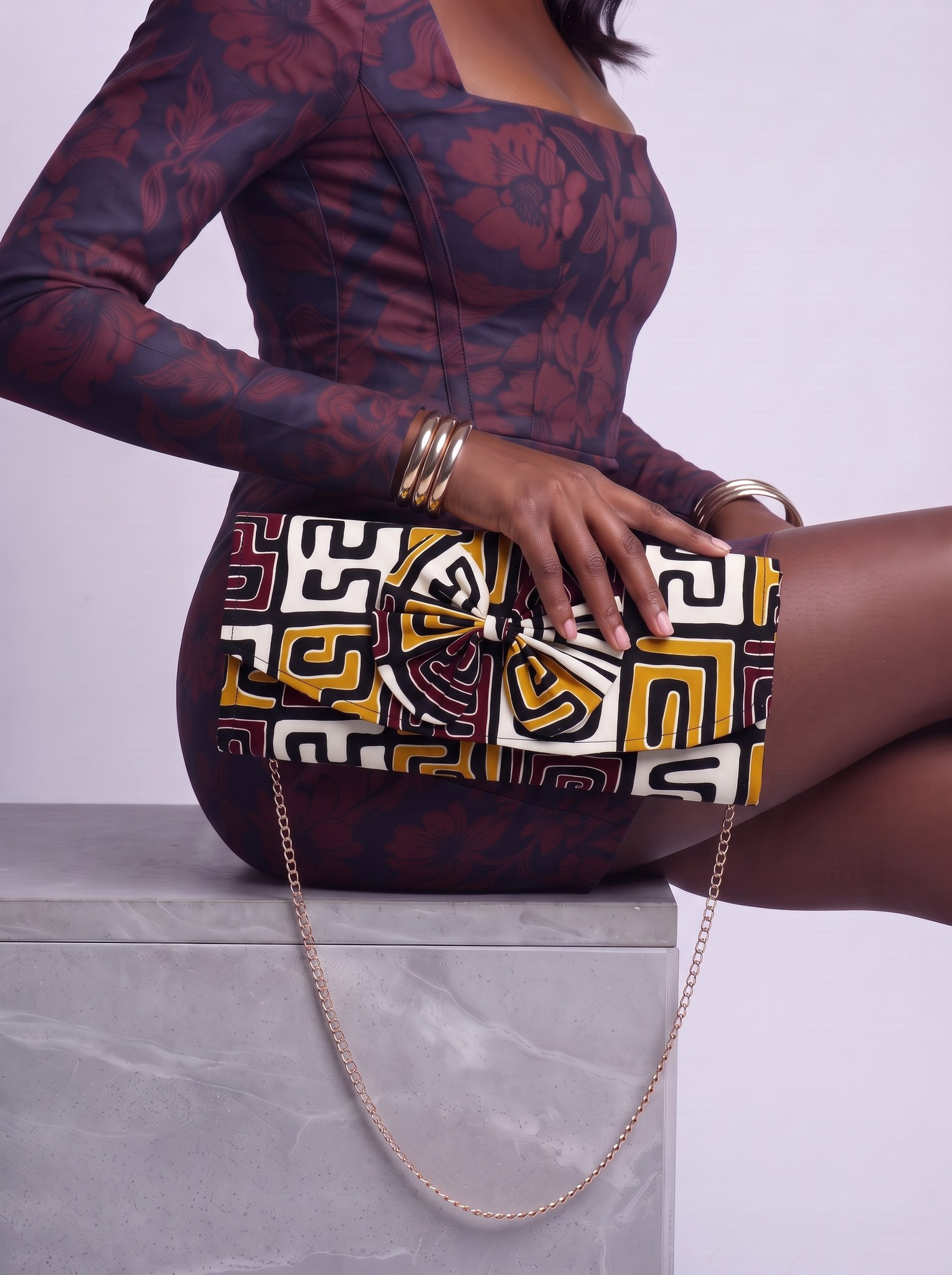 Chain Strap Shoulder Bag – African Print Clutch | Adoma alternate view