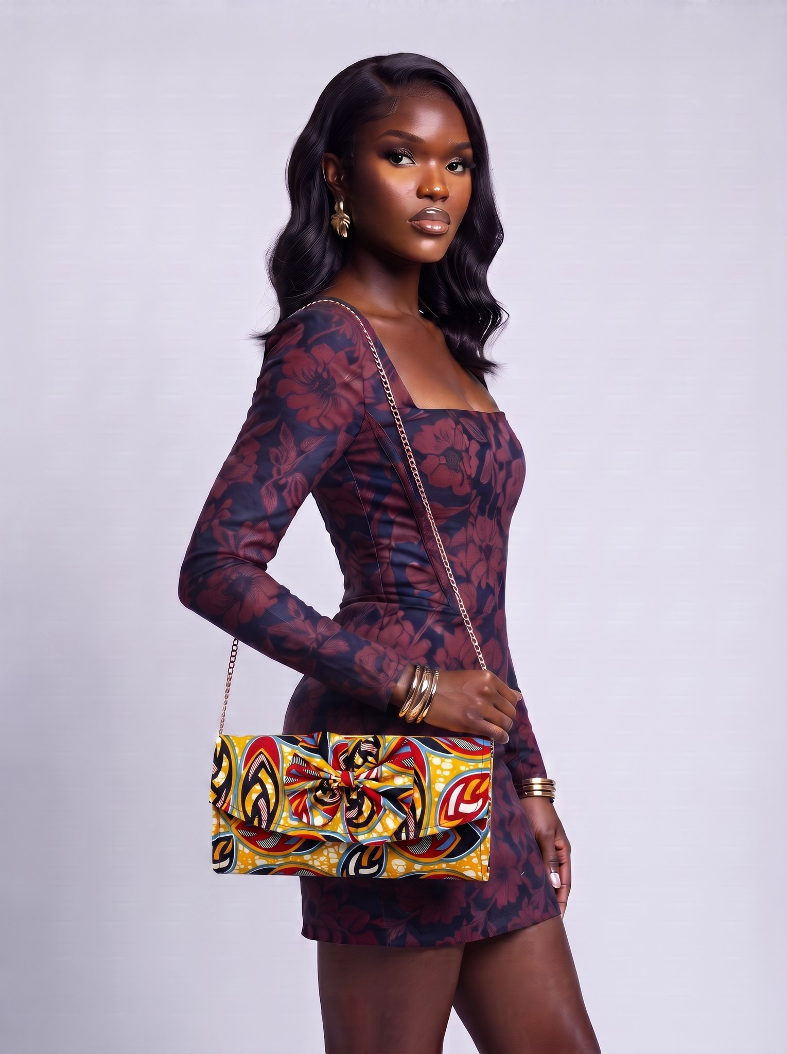 Chain Strap Shoulder Bag – African Print Clutch | Akosiwa alternate view