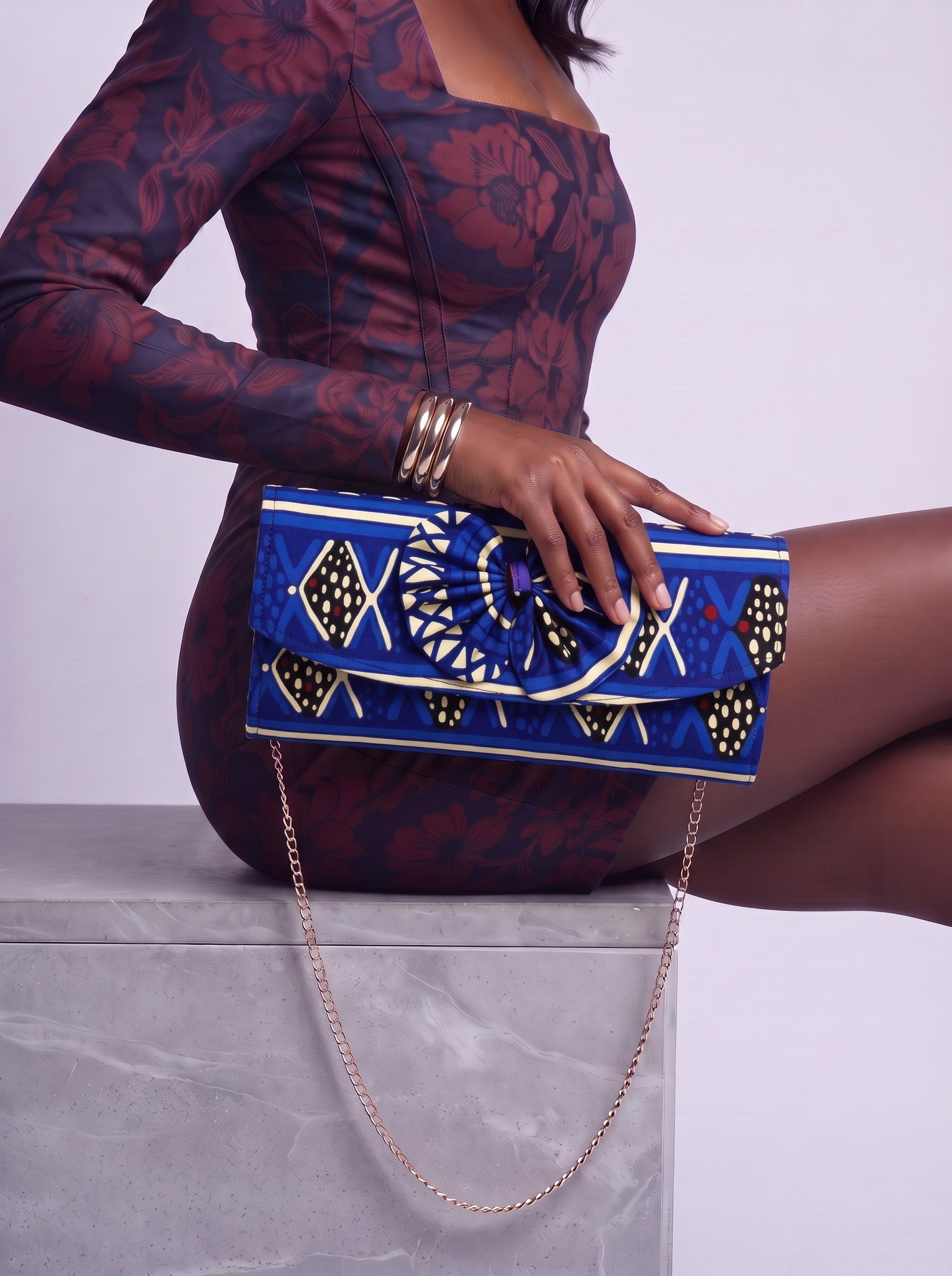 Chain Strap Shoulder Bag – African Print Clutch | Boahemaa alternate view