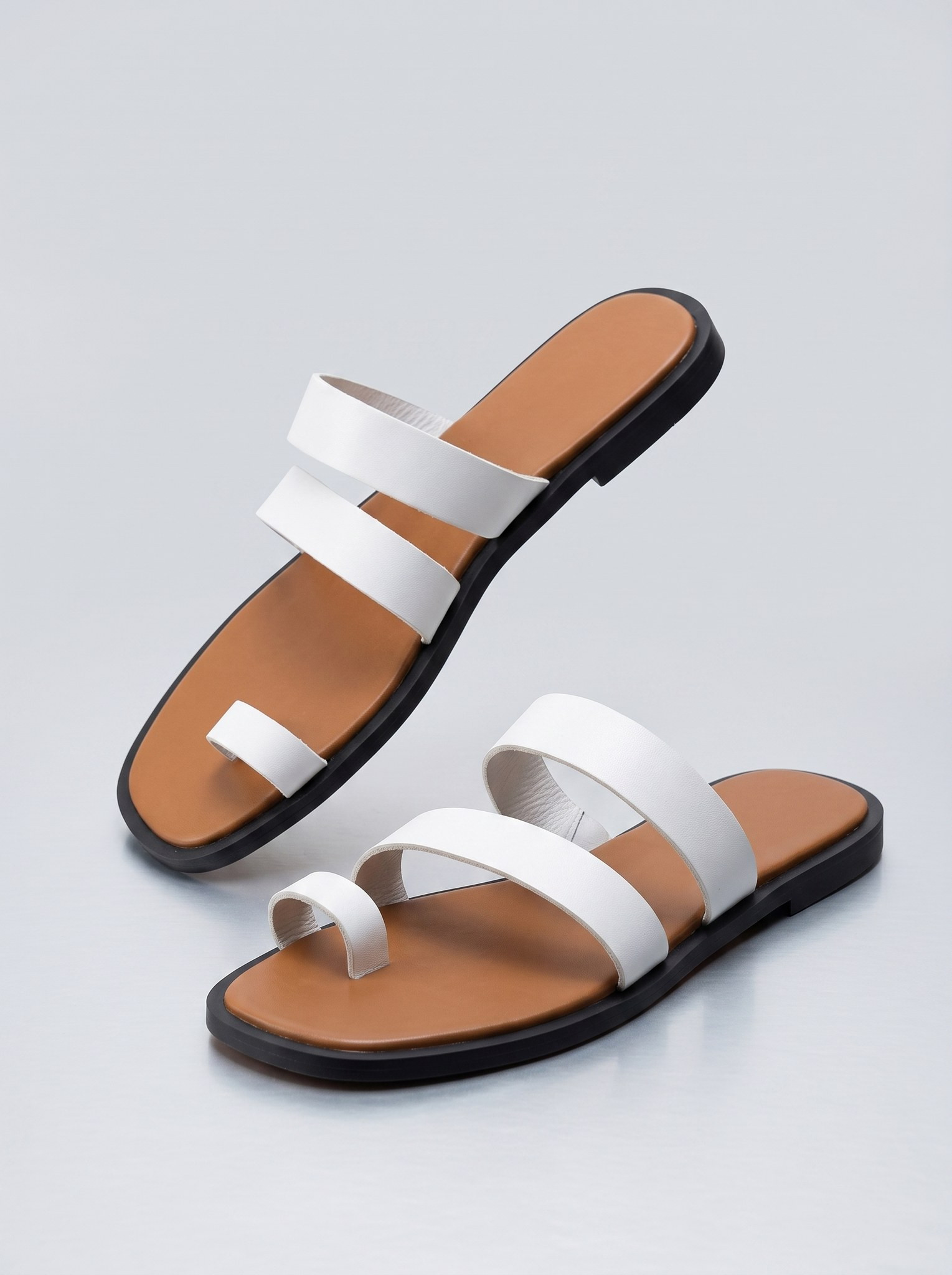 Leather Sandals for Men – Buckle Strap Slide | Brown alternate view