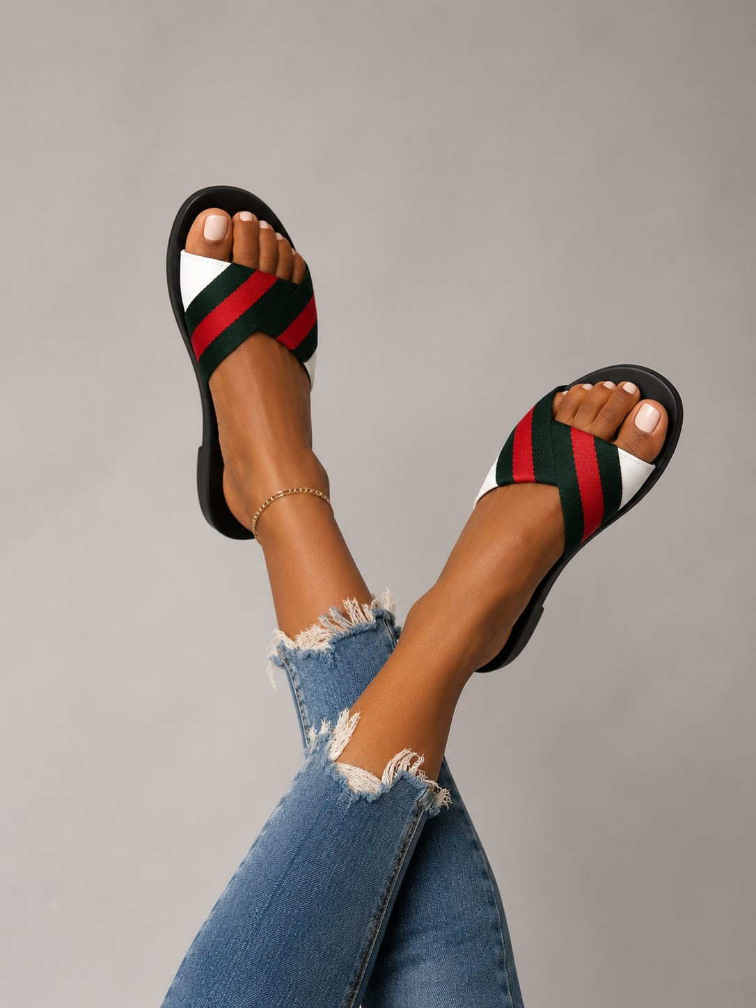 Slide Sandals for Women-Cross Strap alternate view