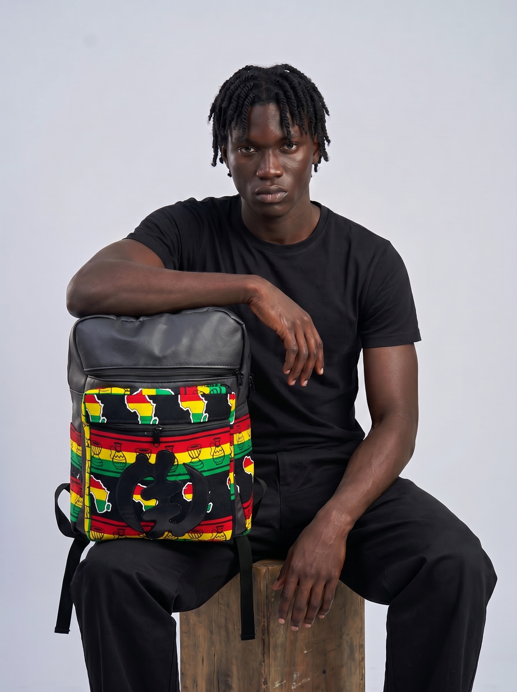 Leather Backpack – African Print | Soronko alternate view