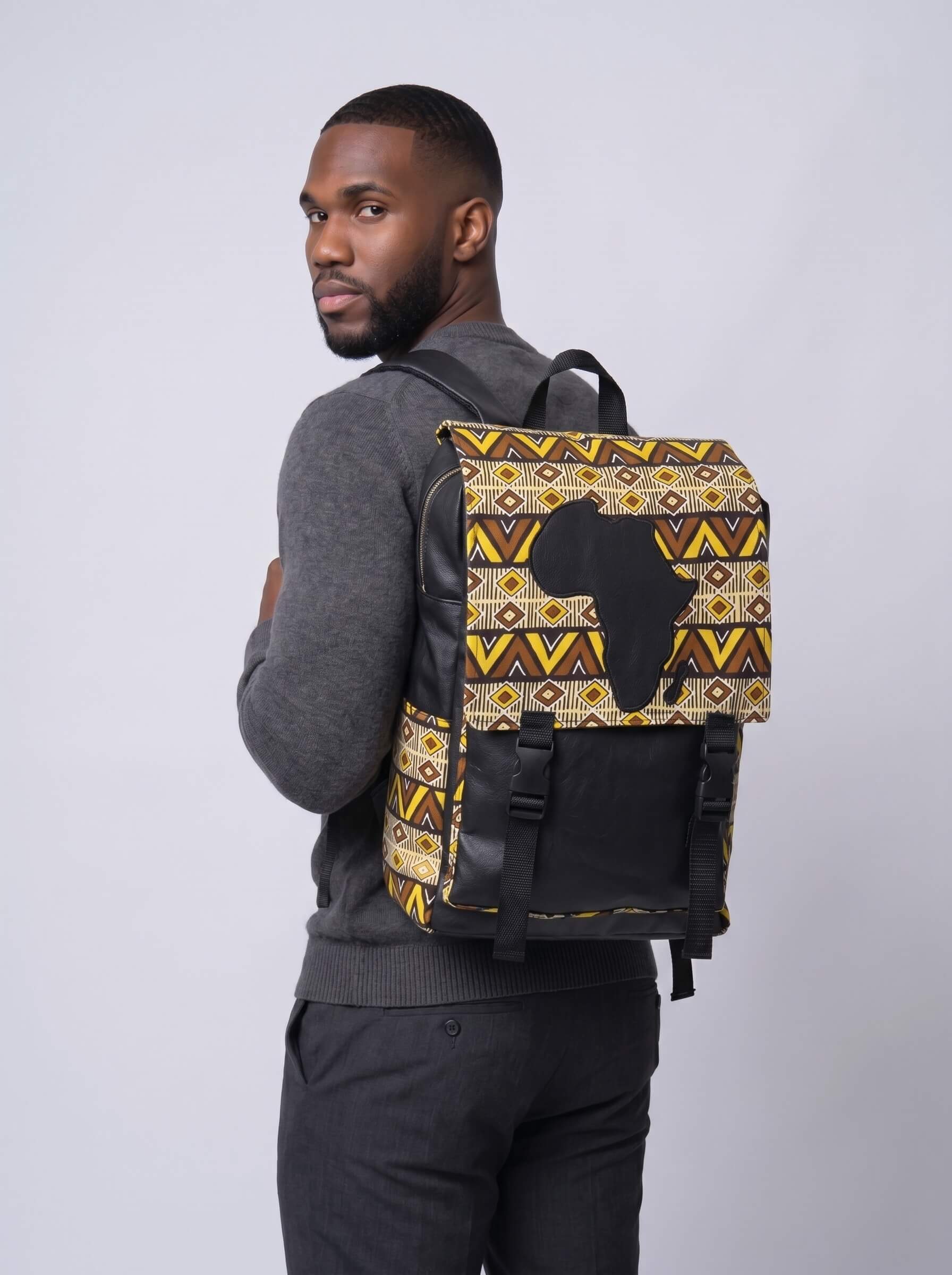 Afrocentric Backpack – Ankara Design | Laptop Ready alternate view